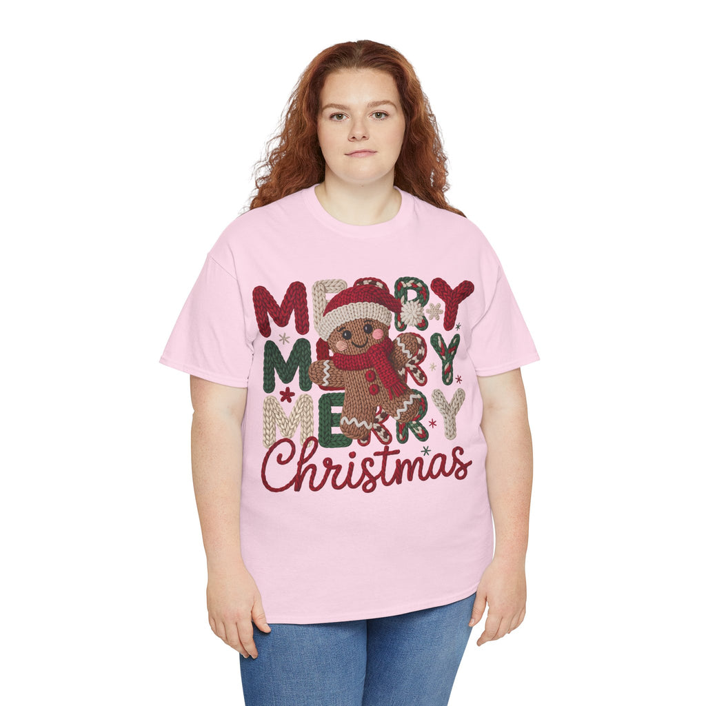 Merry Merry Merry Christmas Gingerbread Unisex Cotton Tee
