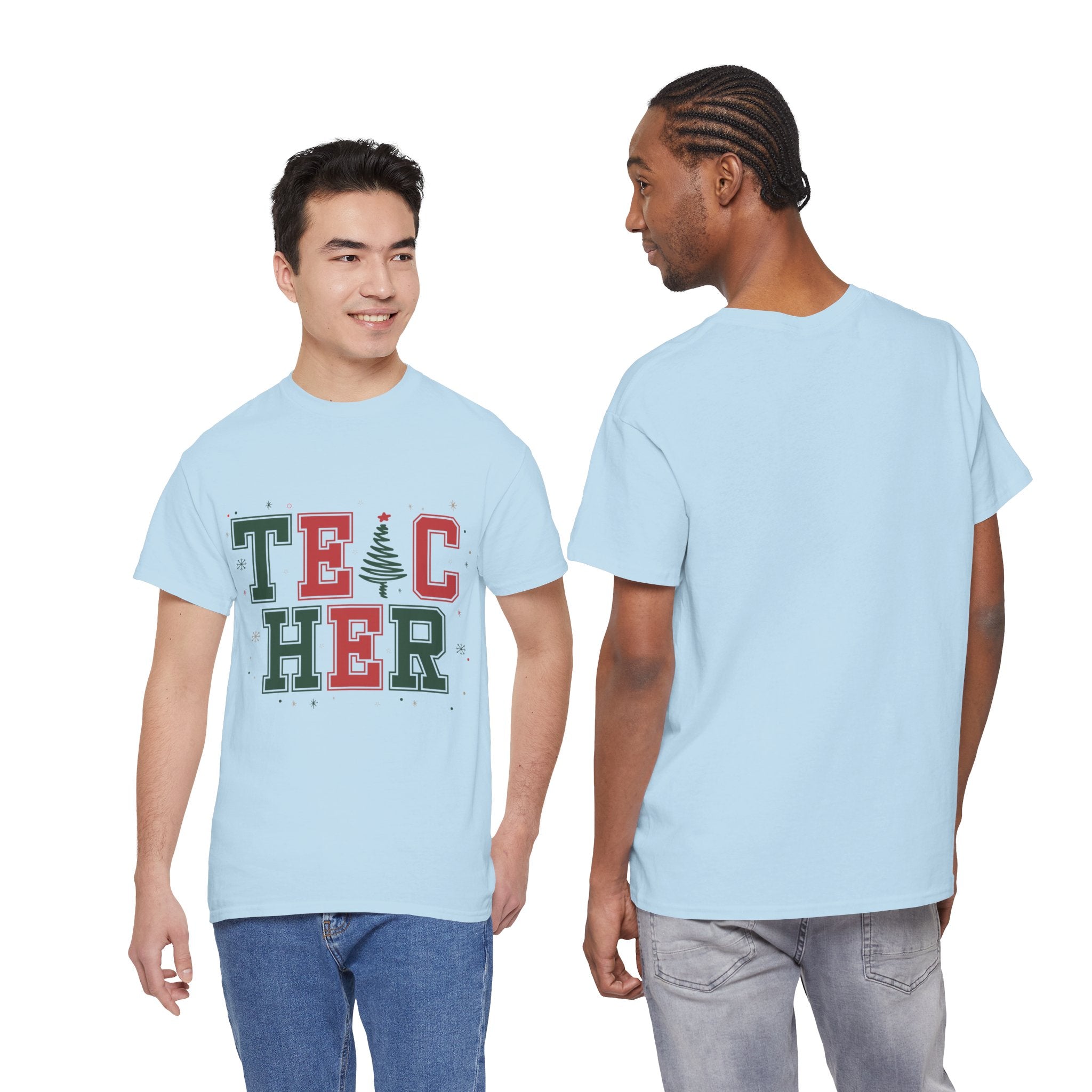 Teacher Christmas Varsity T-Shirt — Red & Green Holiday Unisex Cotton Tee