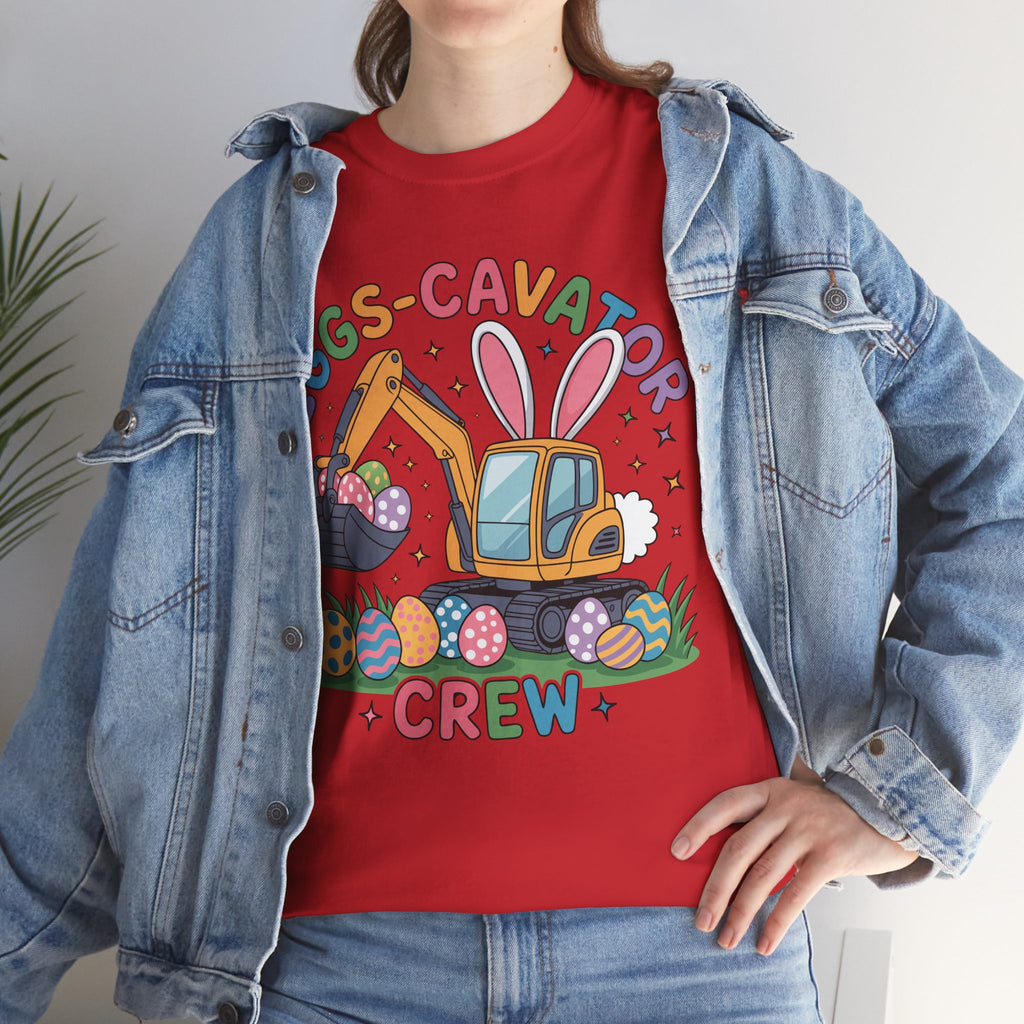 Easter 'Eggs-cavator Crew' Kids Tee — Excavator Bunny & Eggs Unisex Cotton Tee