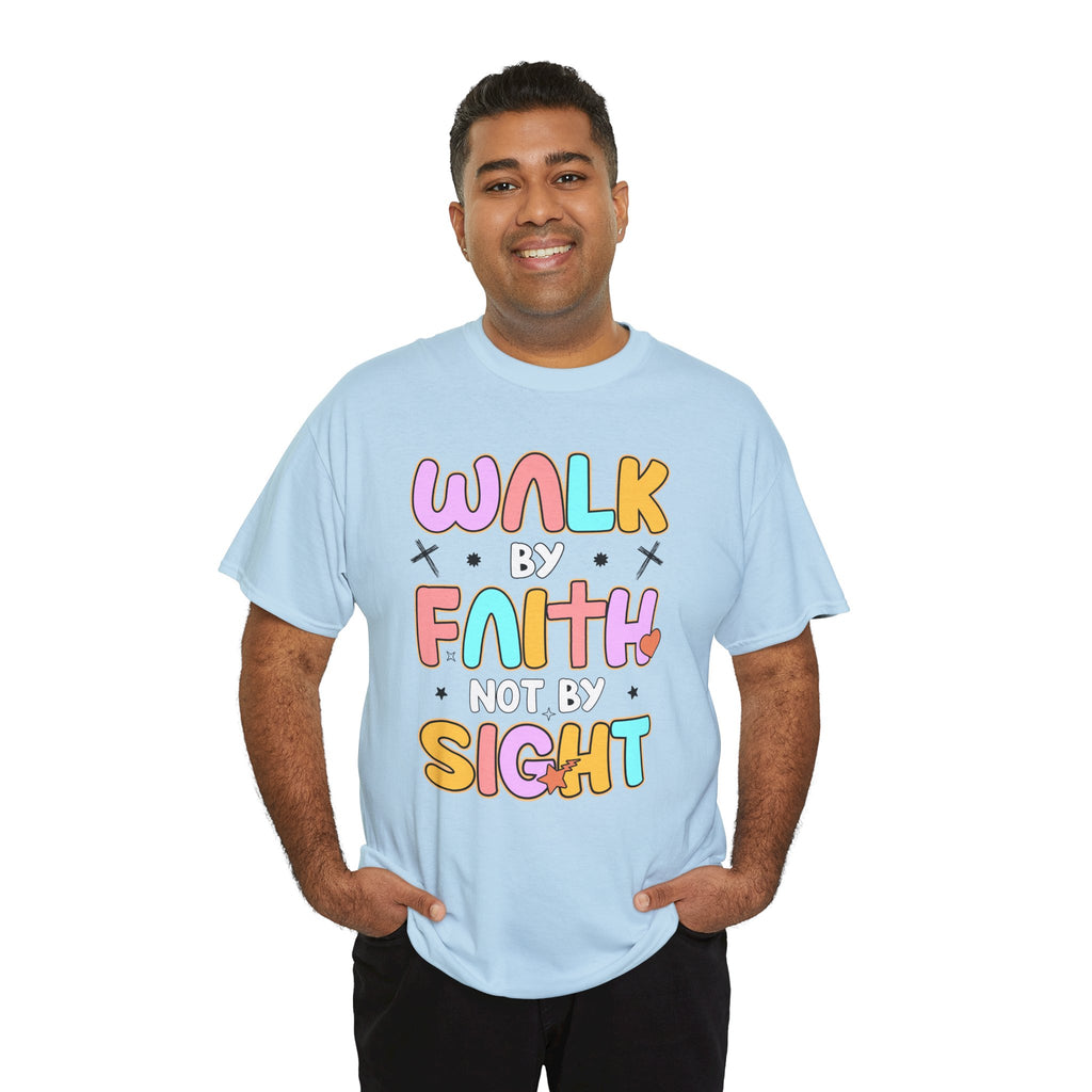 Walk by Faith Not by Sight T-Shirt — Pastel Christian Faith Unisex Cotton Tee