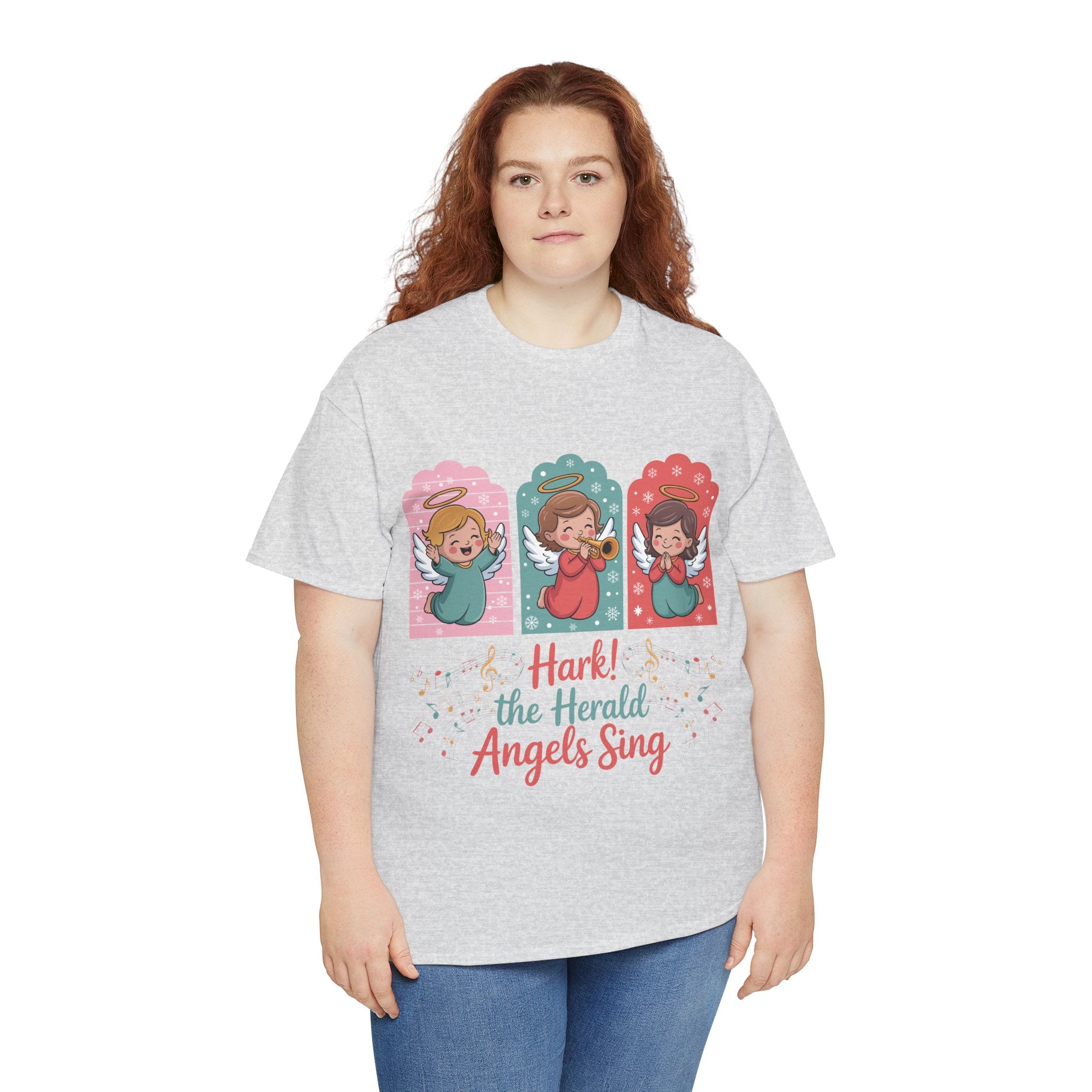 Hark! The Herald Angels Sing Tee — Three Singing Angels Christmas Unisex Cotton T-Shirt