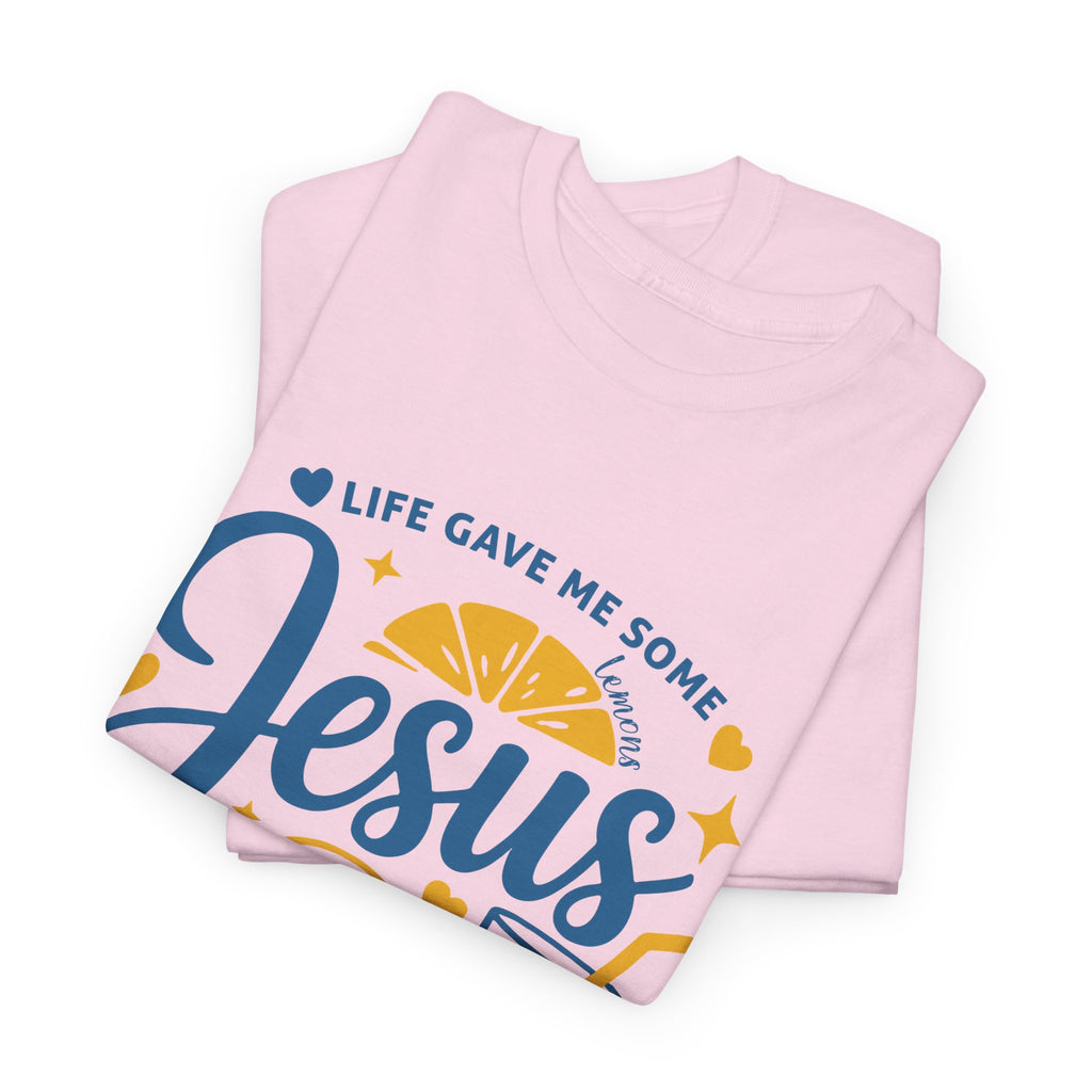 Christian Lemonade T-Shirt — “Life gave me some lemons but my Jesus He be makin’ lemonade”. Unisex Cotton Tee