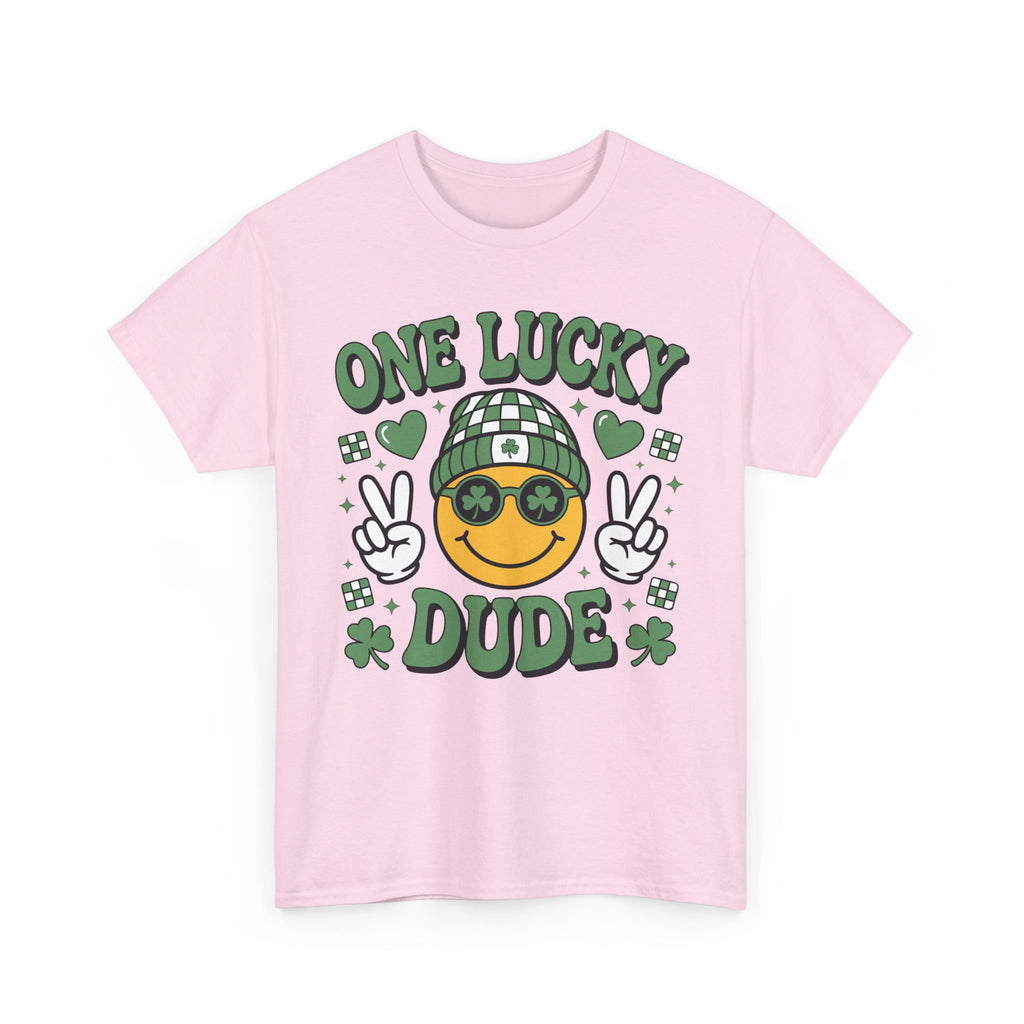 One Lucky Dude Shamrock Tee — St. Patrick's Day Smiley Unisex Cotton Tshirt