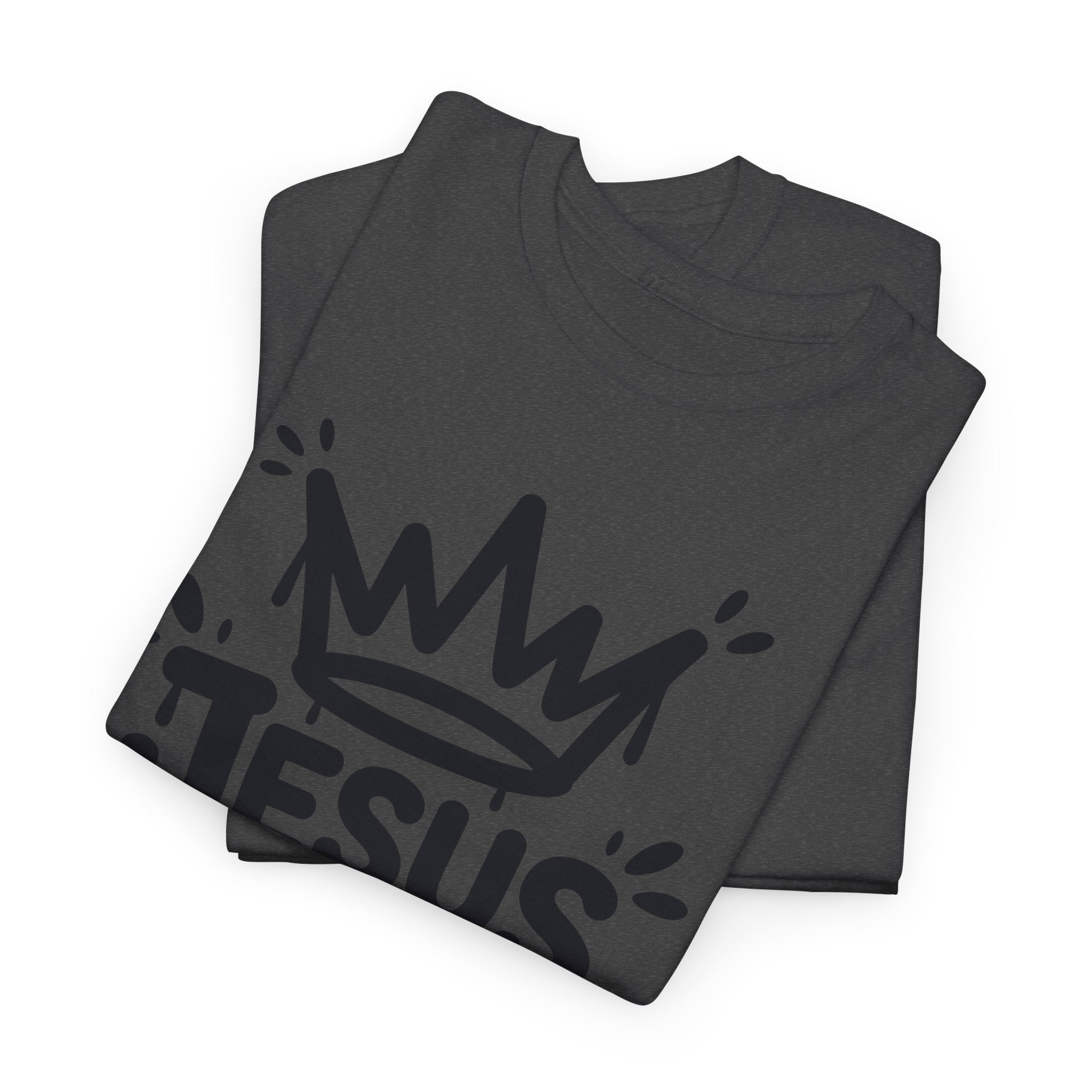 Jesus Is King Crown T-Shirt — Minimalist Christian Unisex Cotton Tee