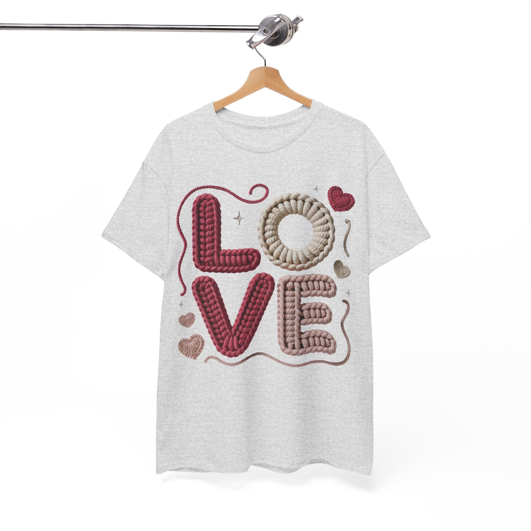 LOVE Faux Yarn Heart Unisex Cotton Tee