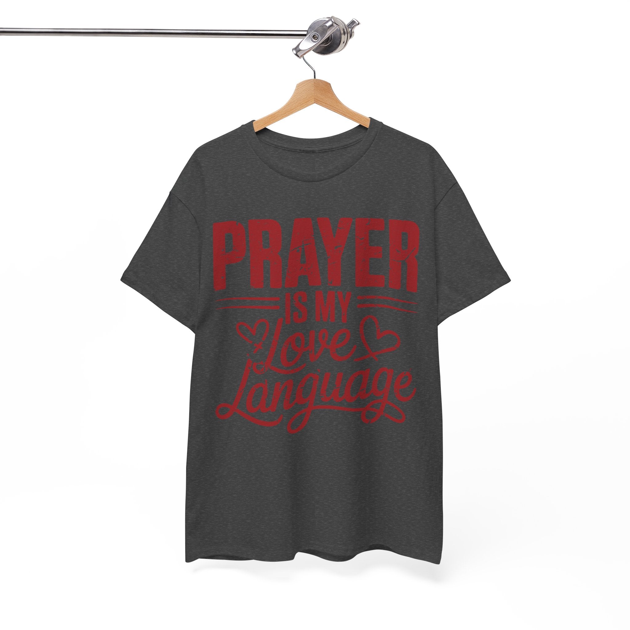 Prayer Is My Love Language T-Shirt — Faith-Inspired Red Hearts Unisex Cotton Tee