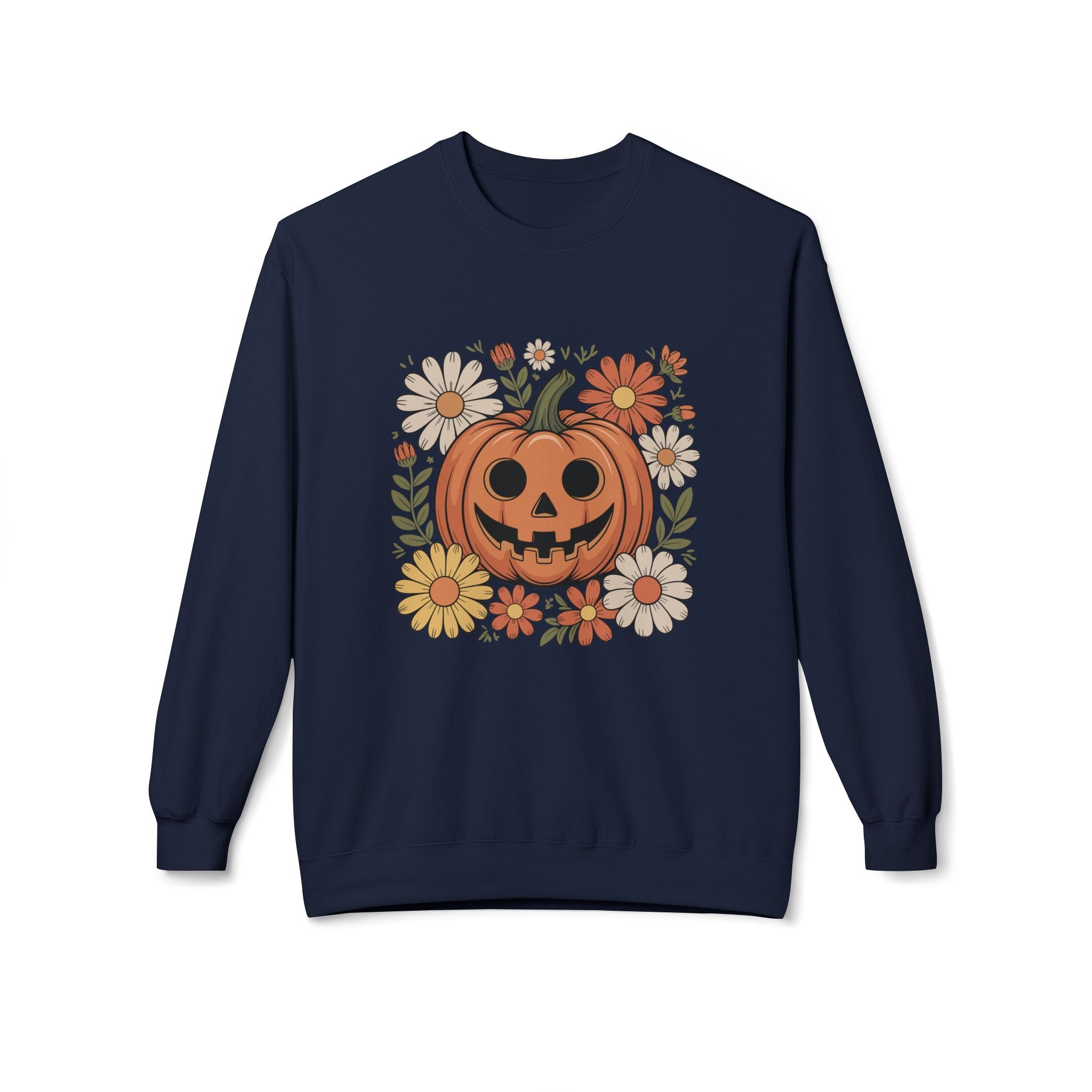 Halloween Pumpkin Floral Crewneck Unisex Sweatshirt