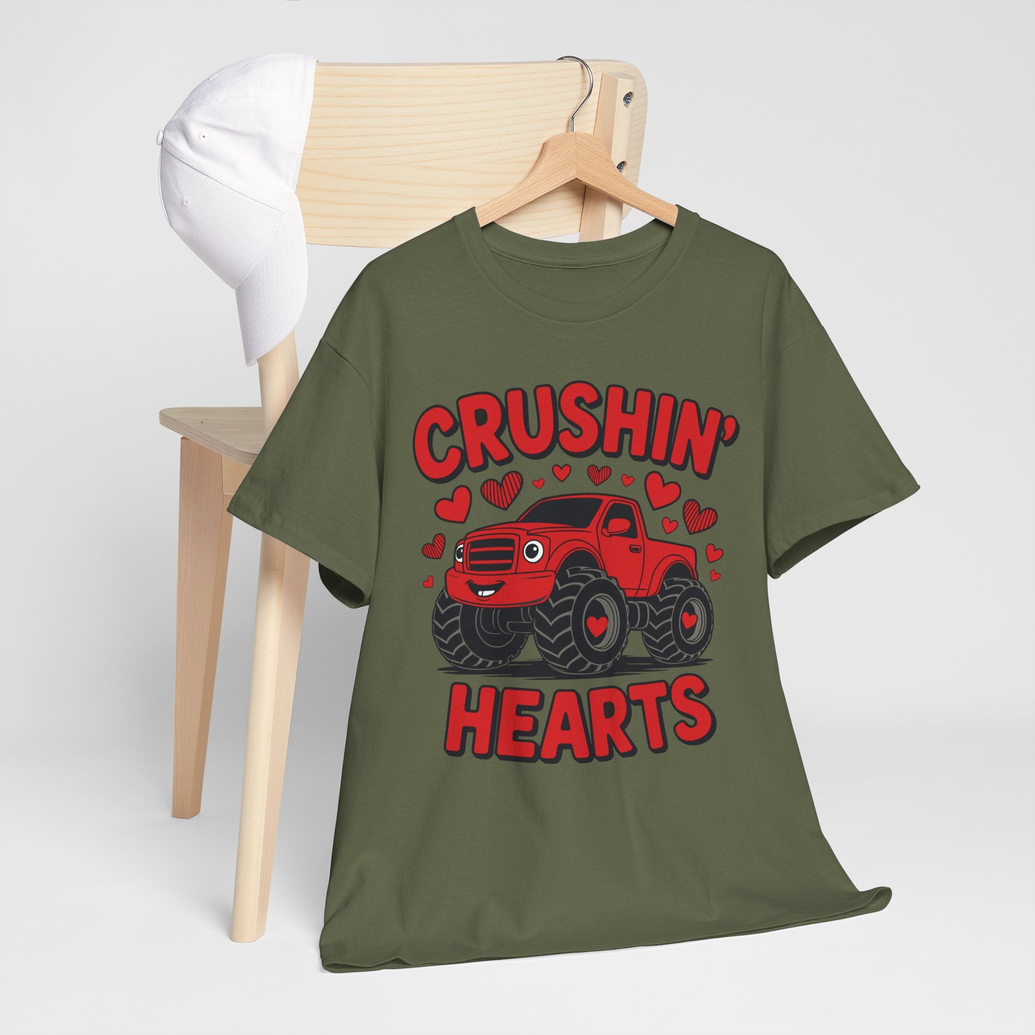 Crushin’ Hearts Valentine Monster Truck Unisex Cotton Tee