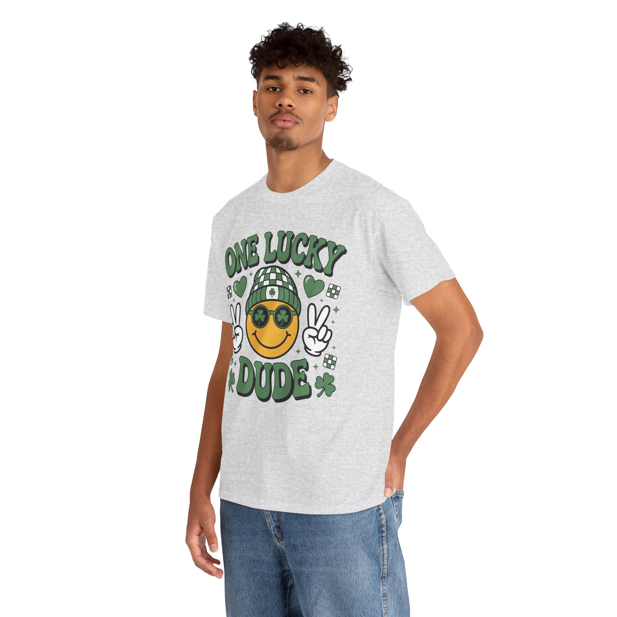 One Lucky Dude Shamrock Tee — St. Patrick's Day Smiley Unisex Cotton Tshirt
