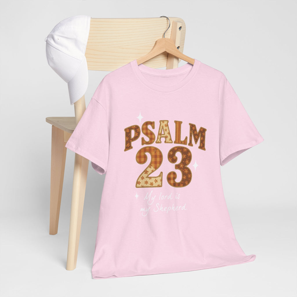 Psalm 23 Floral Tee — “My Lord Is My Shepherd” Stitched-Text Unisex Cotton Tee