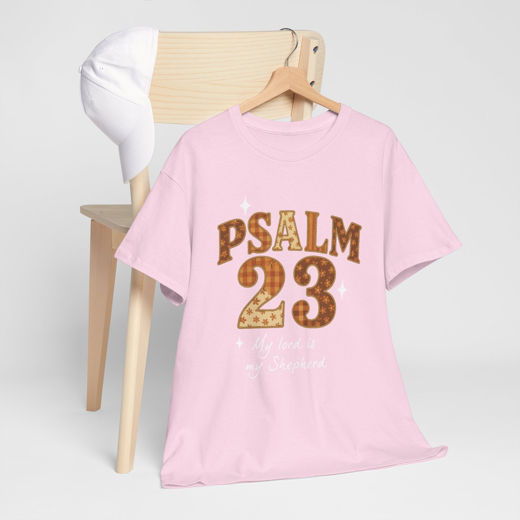 Psalm 23 Floral Tee — “My Lord Is My Shepherd” Stitched-Text Unisex Cotton Tee