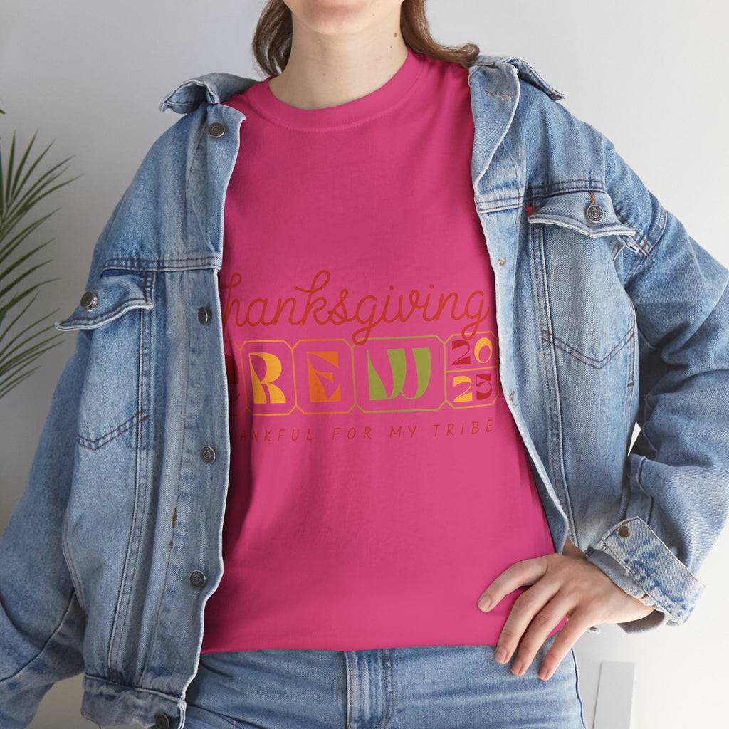 Thanksgiving Crew 2025 Tee — "Thankful for My Tribe" Autumn Holiday Unisex Cotton Tshirt
