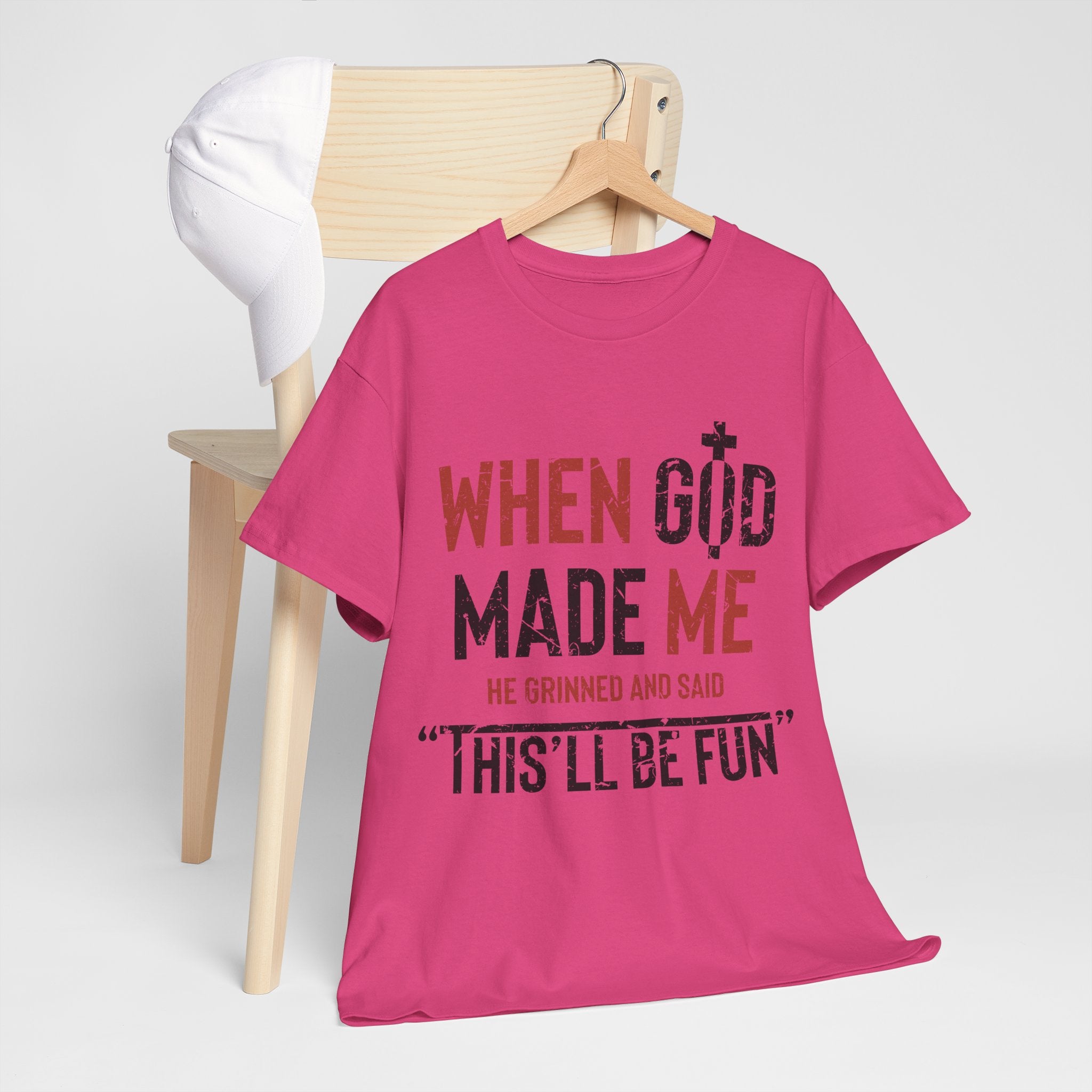 Humorous Grunge Quote Tee — "When He Saw Me, He Grinned and Said"Unisec Cotton Tee