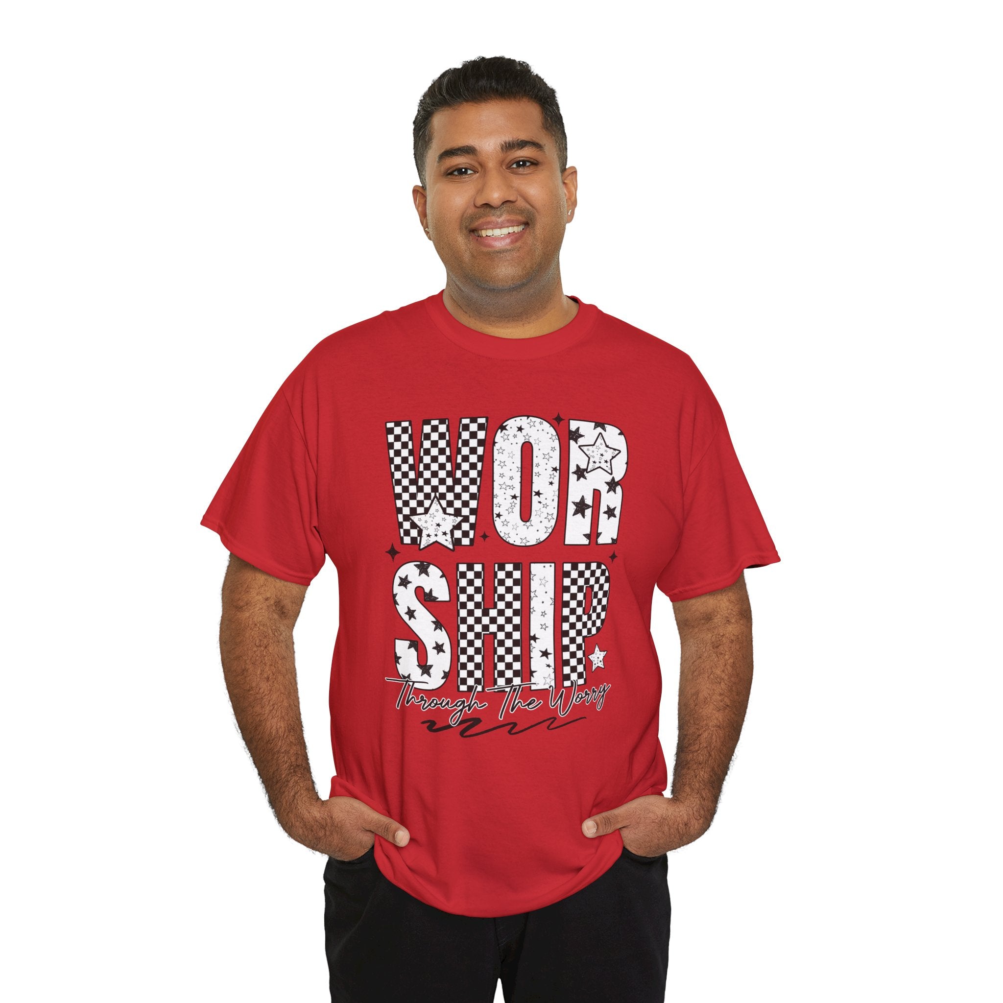 WORSHIP Through The Worry Checkerboard Unisex Cotton Tee