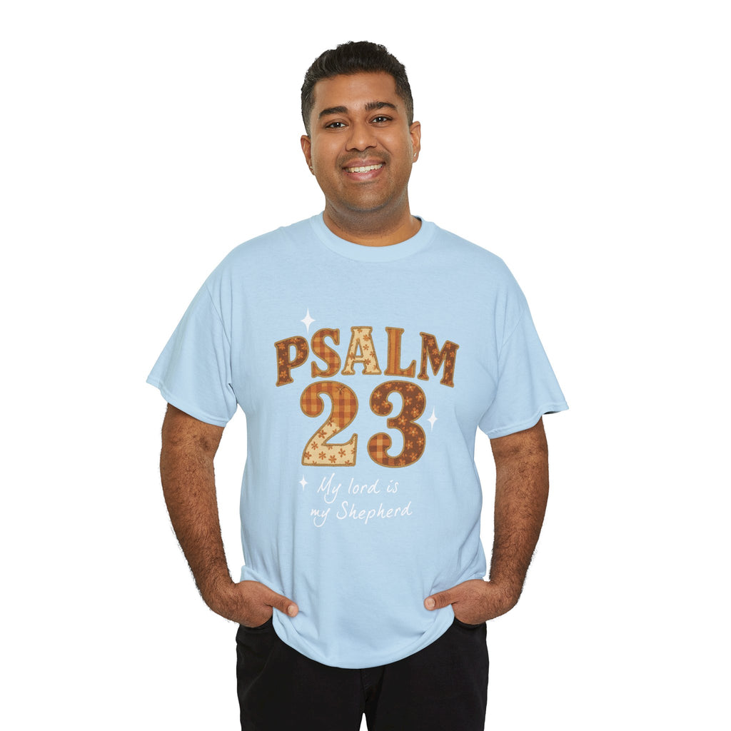 Psalm 23 Floral Tee — “My Lord Is My Shepherd” Stitched-Text Unisex Cotton Tee