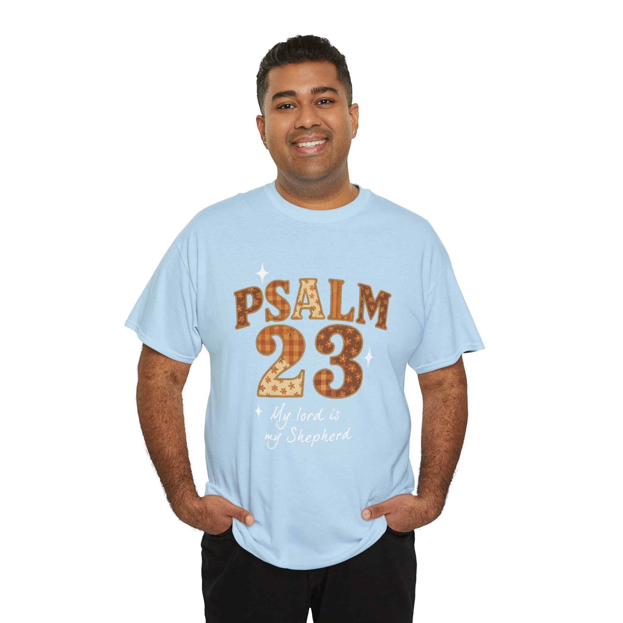 Psalm 23 Floral Tee — “My Lord Is My Shepherd” Stitched-Text Unisex Cotton Tee