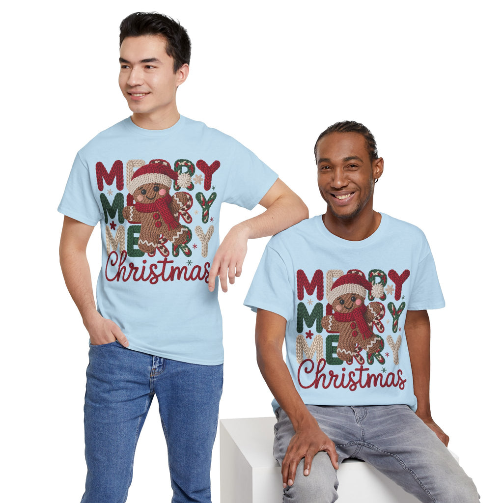 Merry Merry Merry Christmas Gingerbread Unisex Cotton Tee
