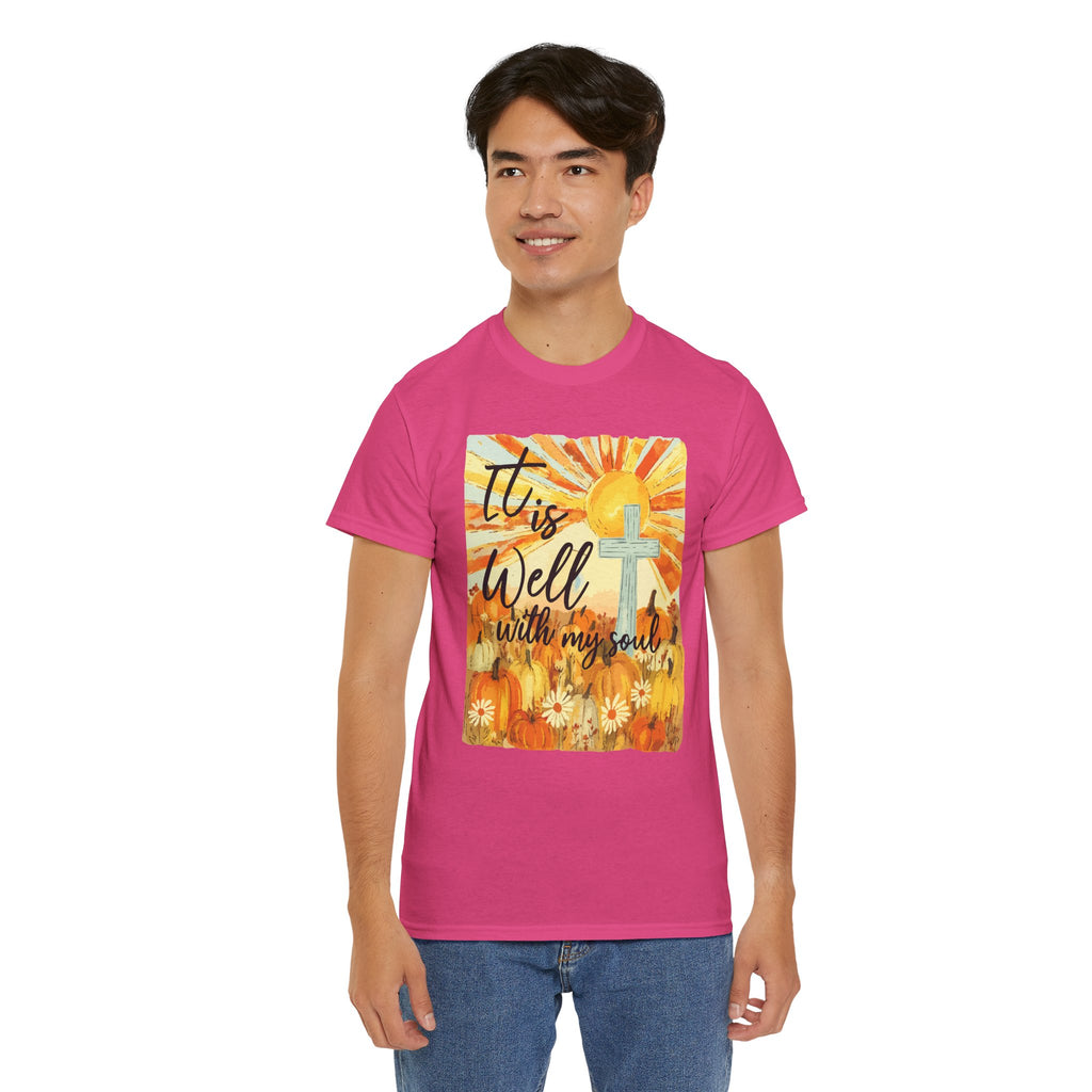 It Is Well With My Soul Pumpkin Sunrise Unisex Cotton T-Shirt