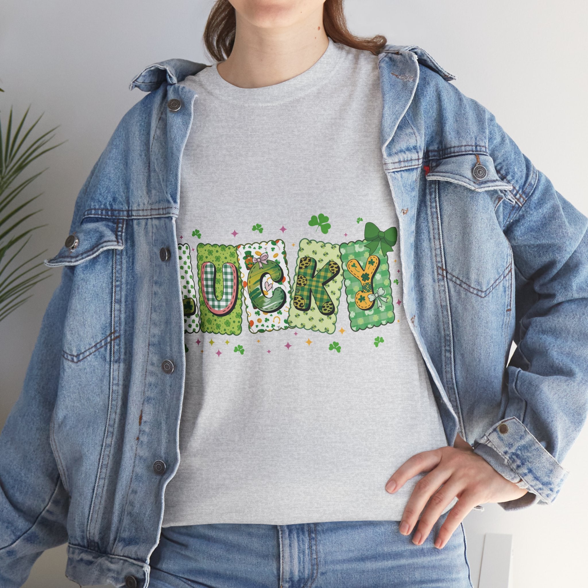 Lucky Patchwork Plaid Clover Tee — St. Patrick’s Day Unisex Cotton T-Shirt