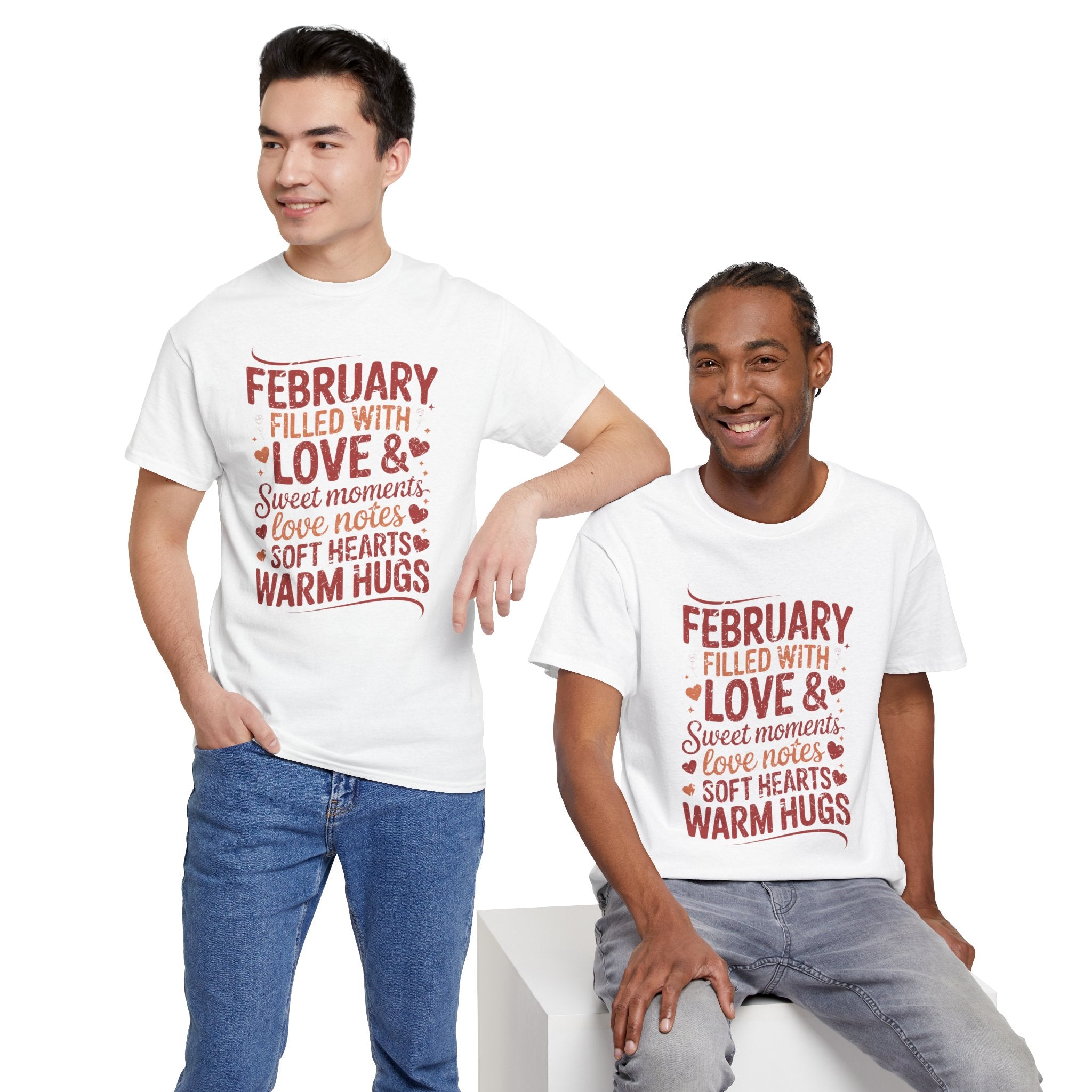 February Filled With Love Tee — Cozy Love Notes Valentine's Unisex Cotton Tshirt