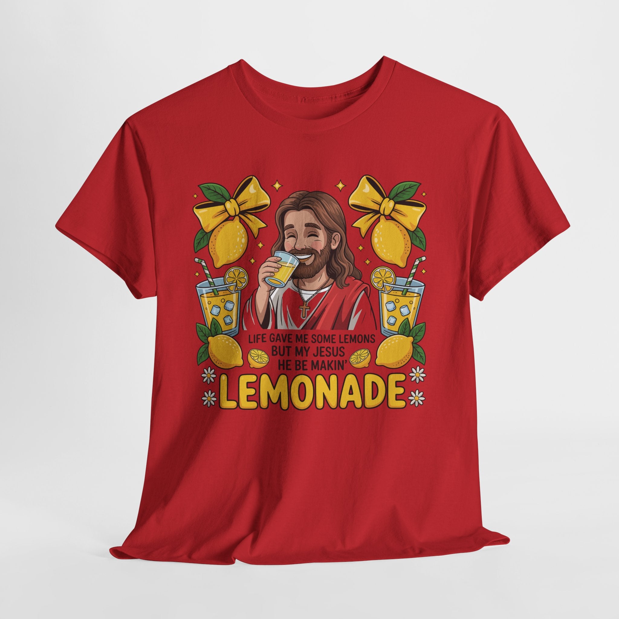 Jesus Drinking Lemonade T-Shirt — "Life Gave Me Some Lemons" Christian Unisex Cotton Tee