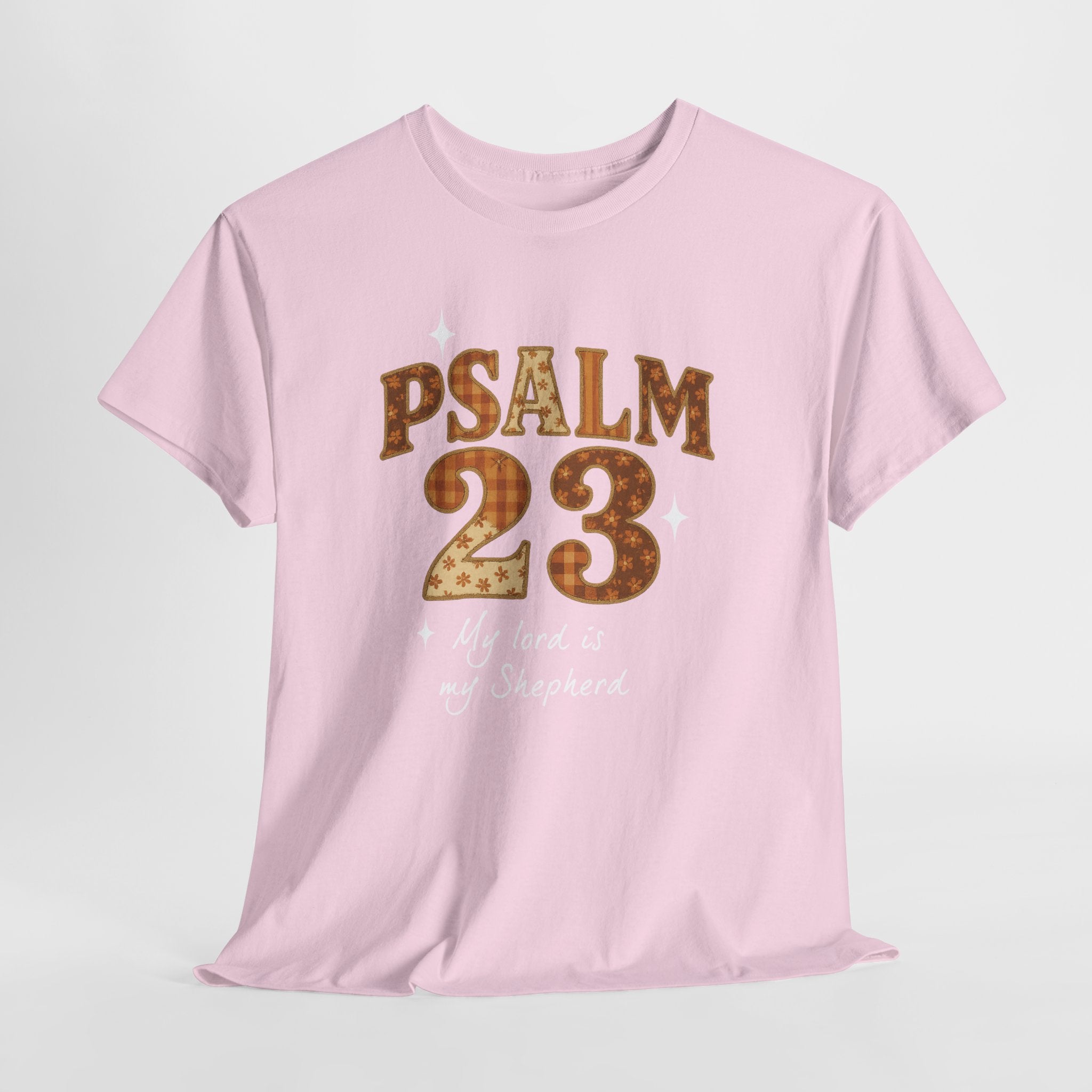 Psalm 23 Floral Tee — “My Lord Is My Shepherd” Stitched-Text Unisex Cotton Tee