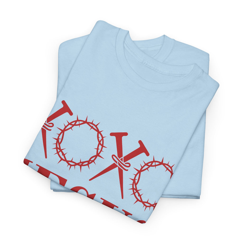 Christian Valentine T-Shirt — "XOXO Jesus Love Life" Nails & Thorn Crown Design Unisex Cotton Tee