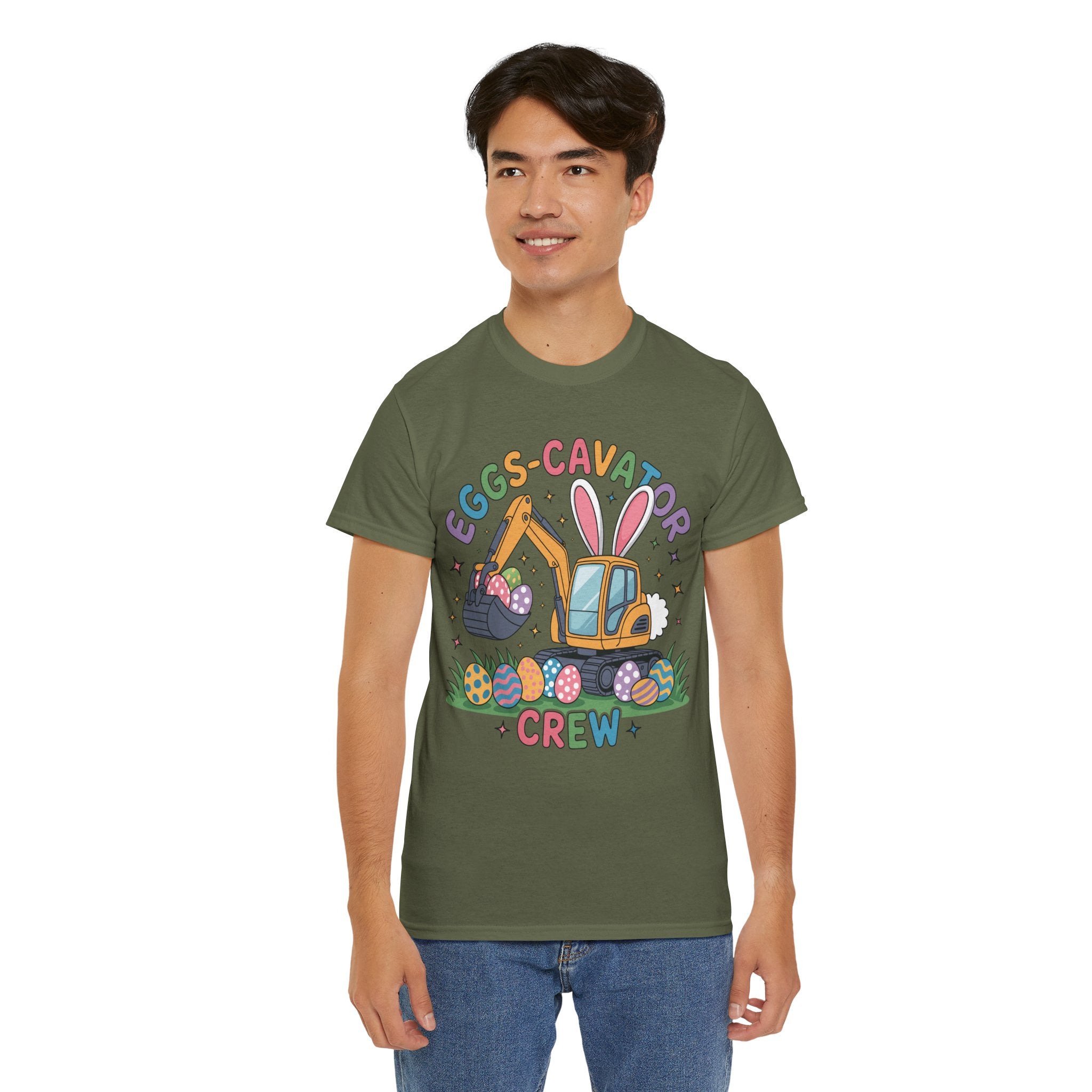 Easter 'Eggs-cavator Crew' Kids Tee — Excavator Bunny & Eggs Unisex Cotton Tee