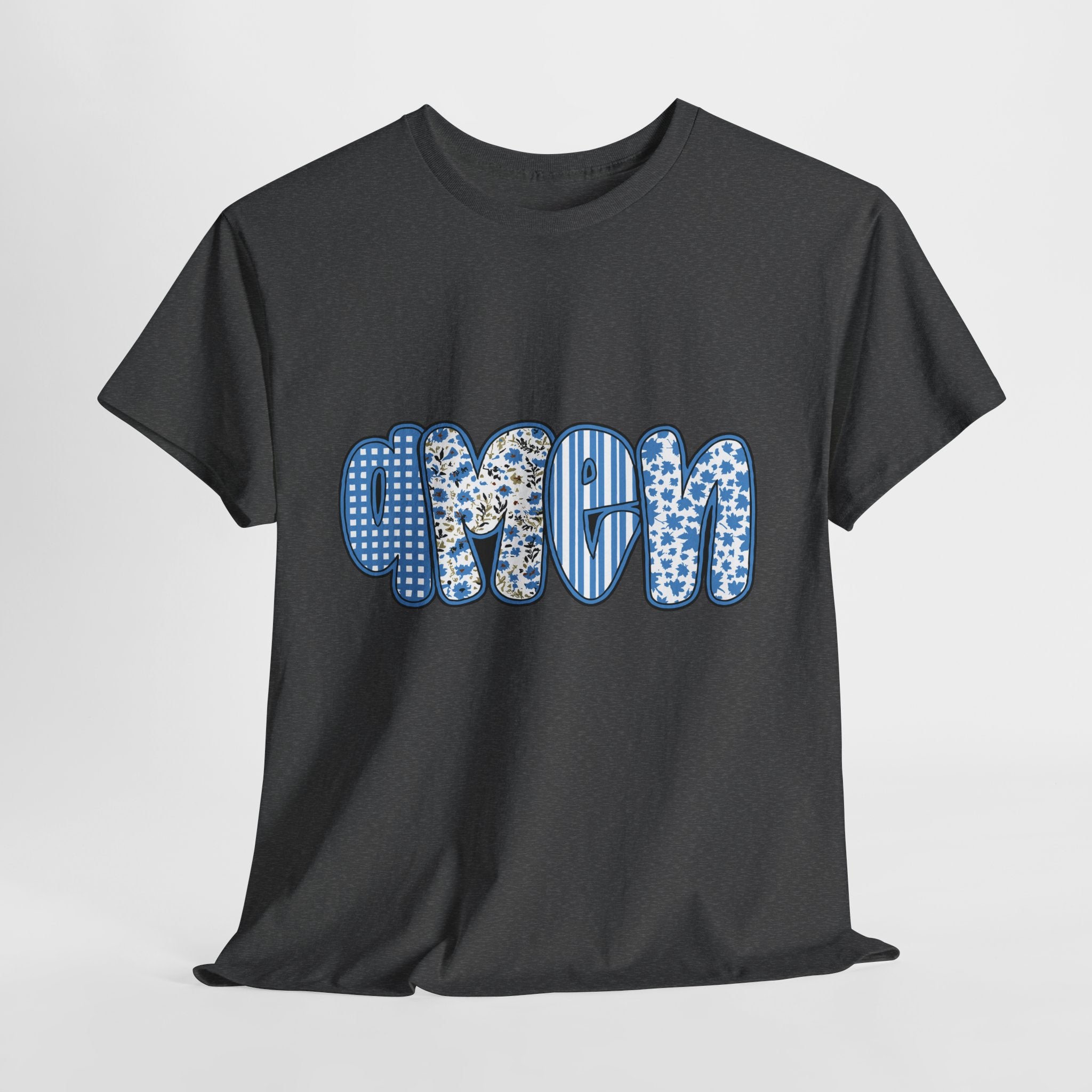 Amen Blue Floral Tee — Decorative Floral Lettering Christian Shirt Unisex Cotton Tee
