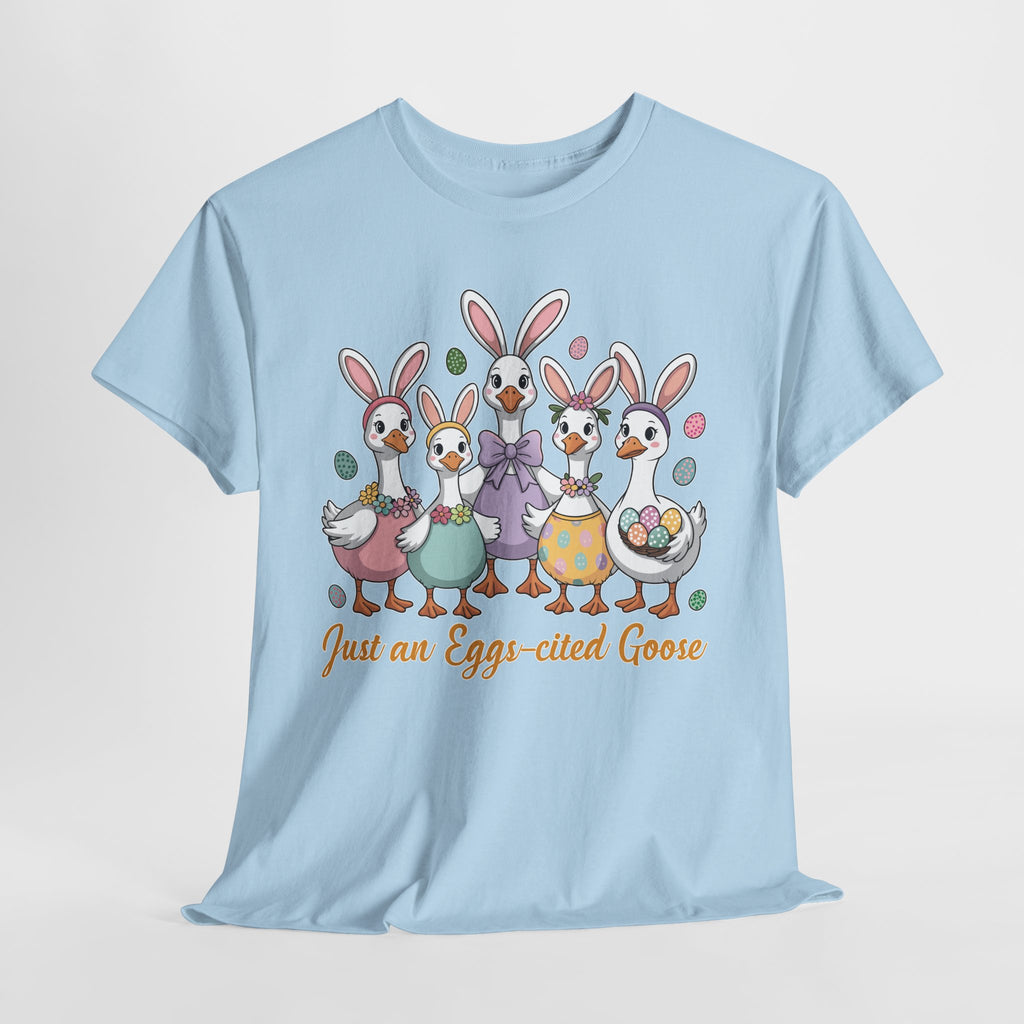 Just an Eggs-cited Goose Easter Tee — Funny Geese in Bunny Ears Unisex Cotton Tee