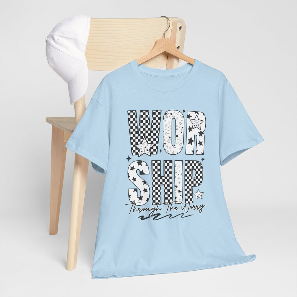 WORSHIP Through The Worry Checkerboard Unisex Cotton Tee