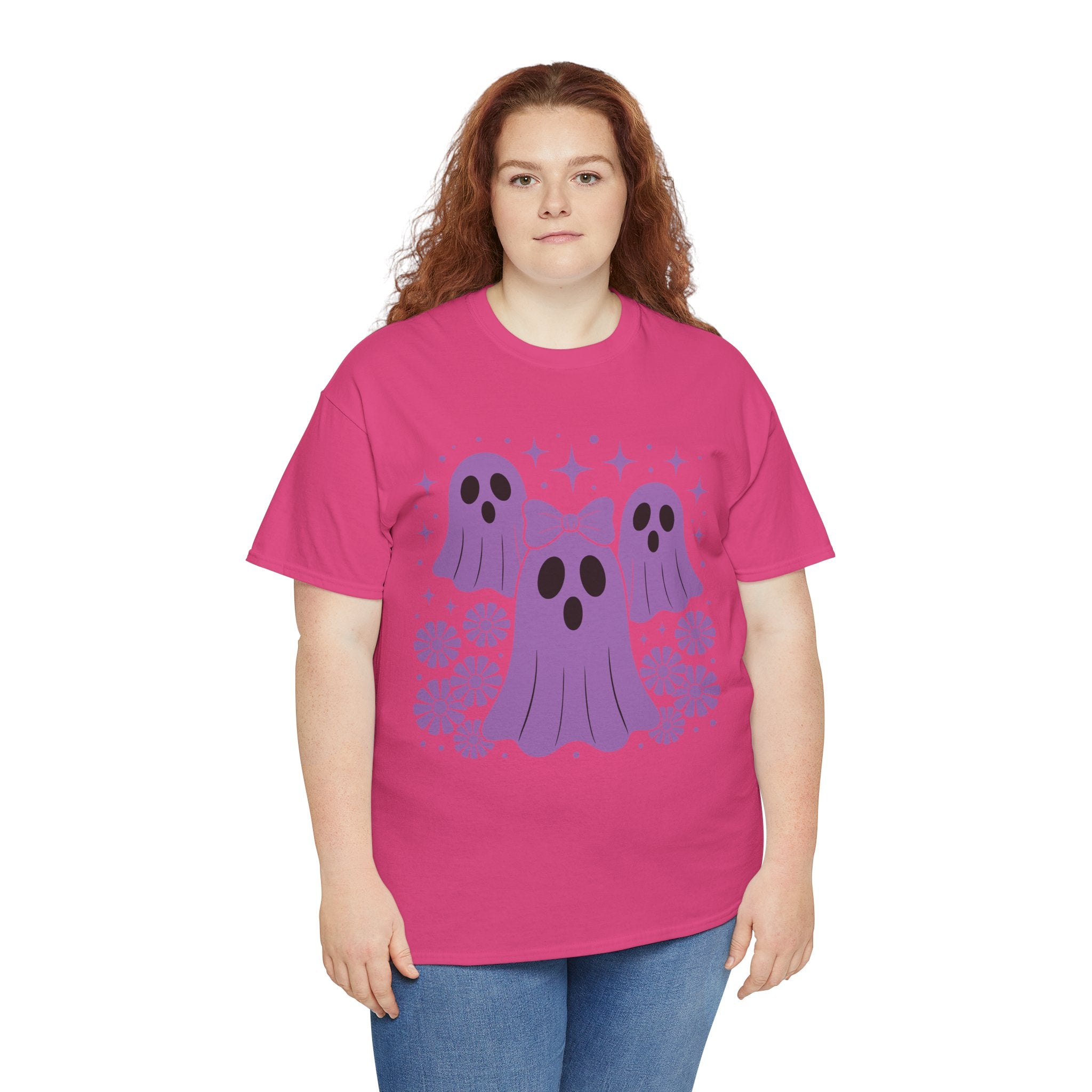 Purple Ghost Halloween Unisex Cotton Tee