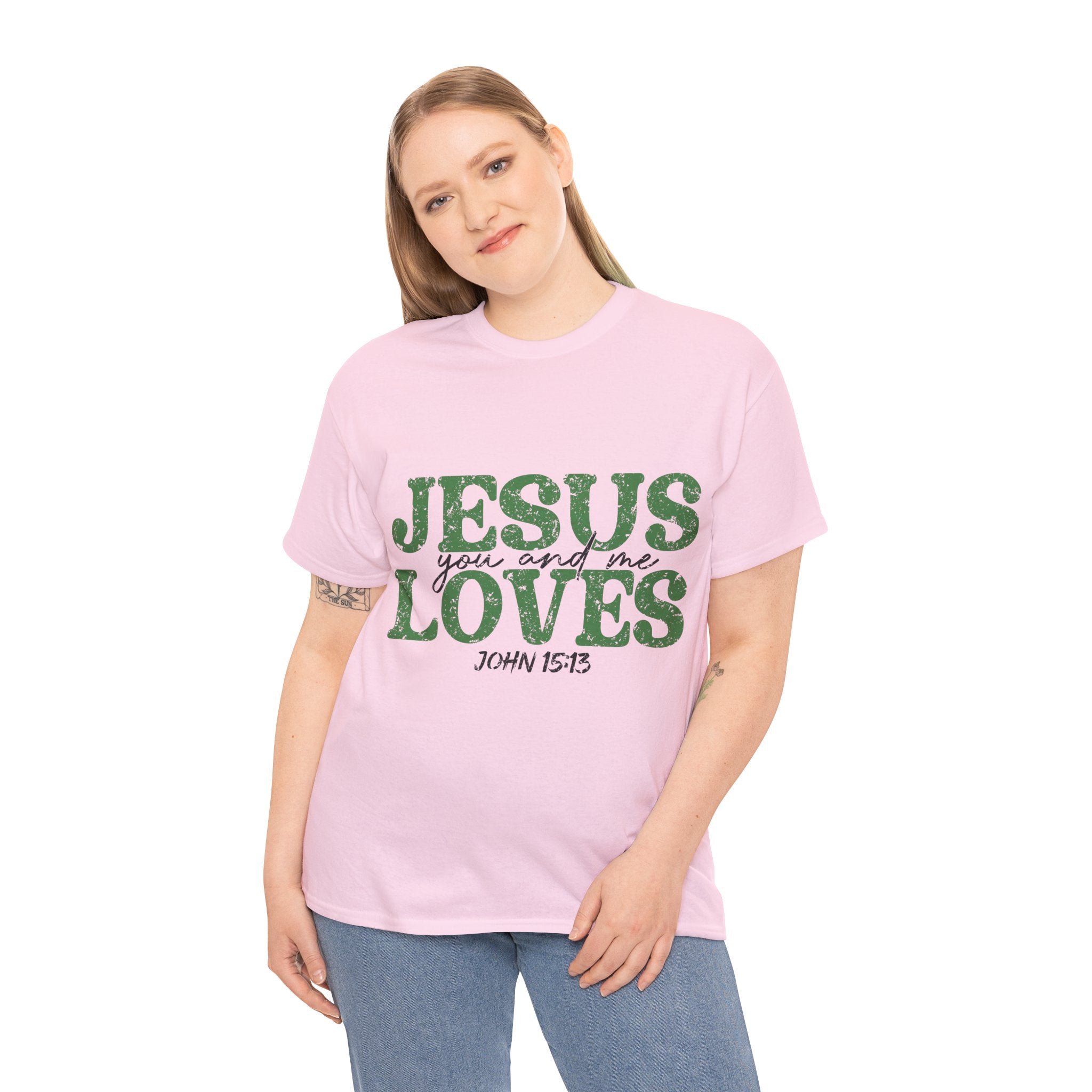 Jesus Loves Vintage Tee — Green Retro Christian Unisex Cotton T-Shirt