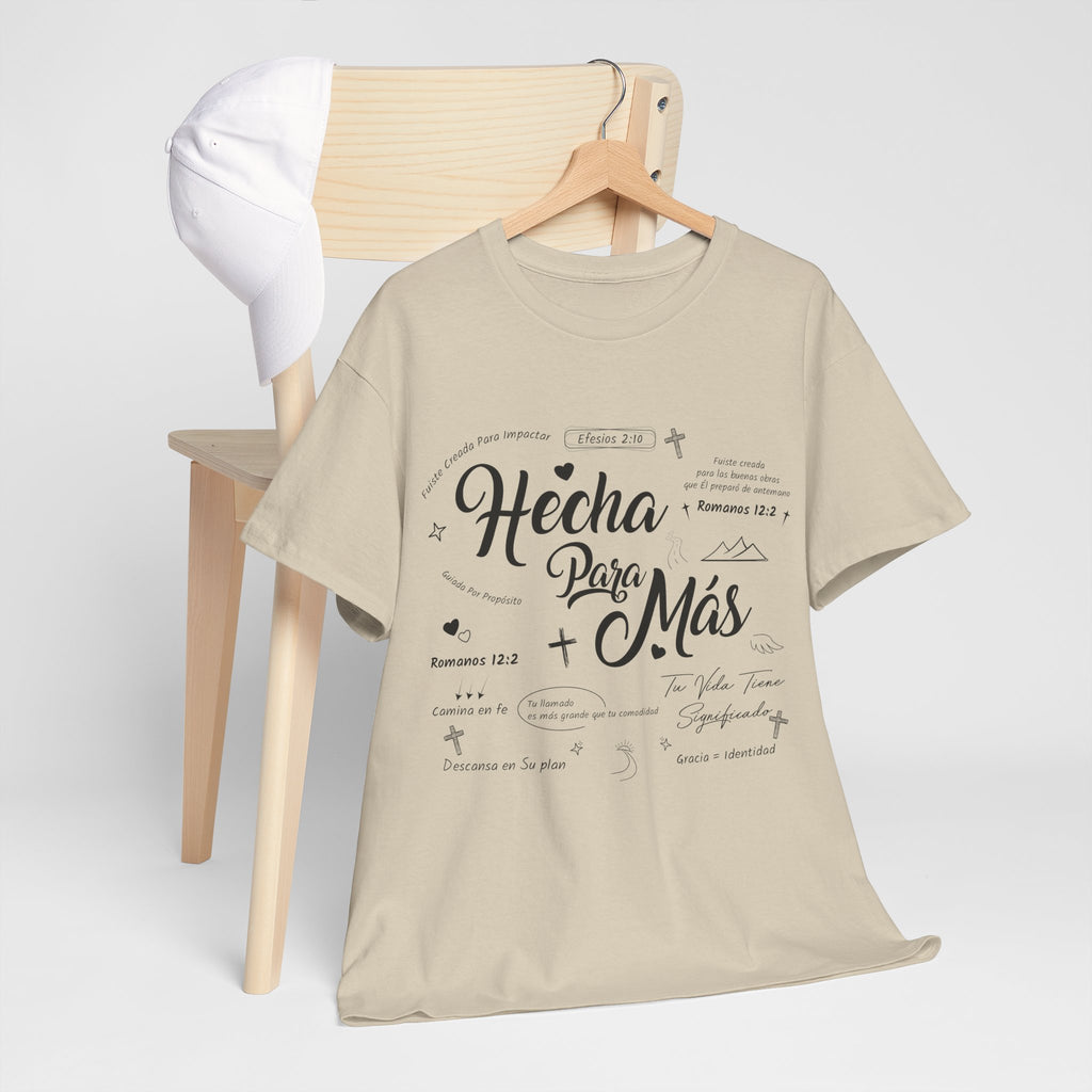 Hecha Para Más Christian T‑Shirt — Spanish Faith Typography Unisex Cotton Tee