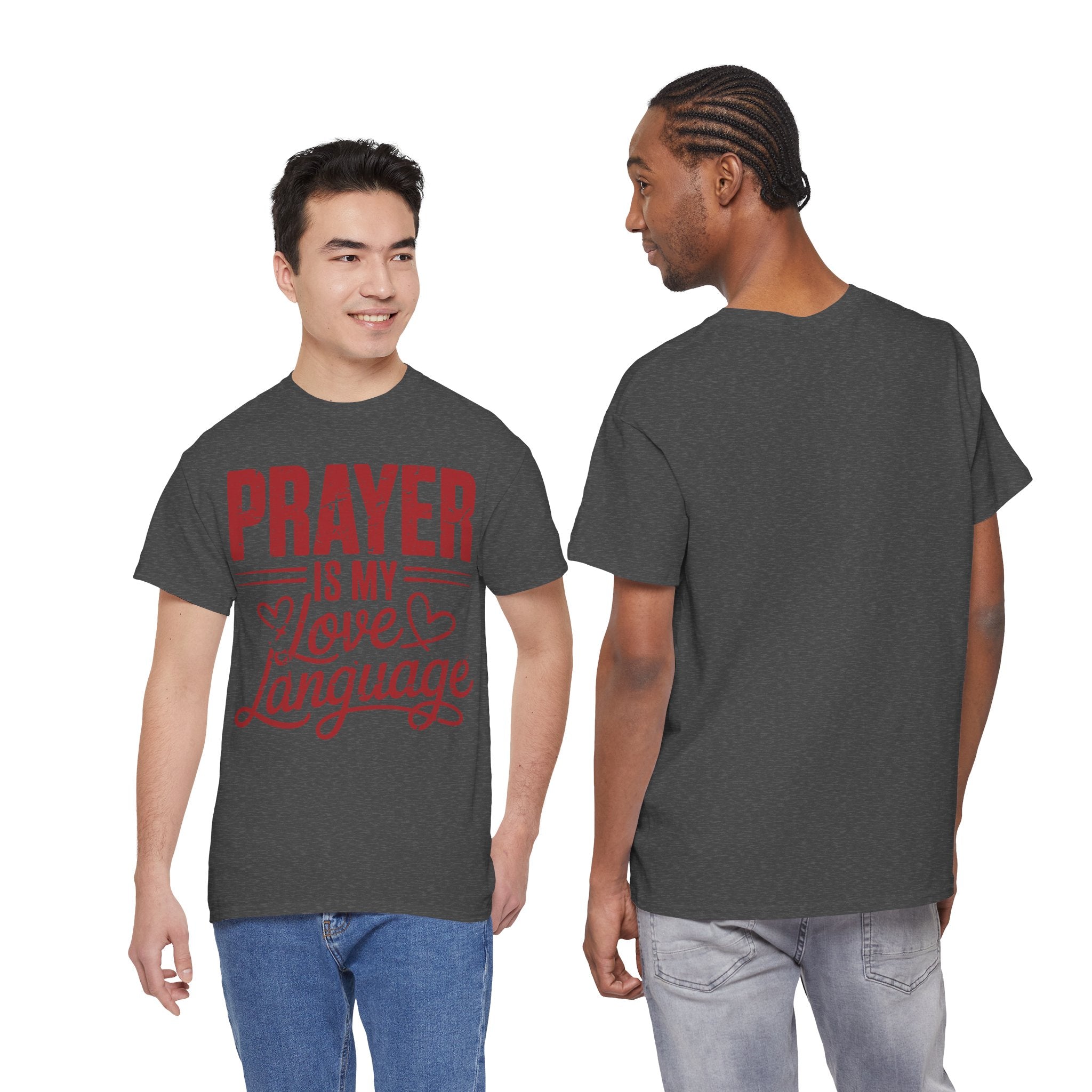 Prayer Is My Love Language T-Shirt — Faith-Inspired Red Hearts Unisex Cotton Tee