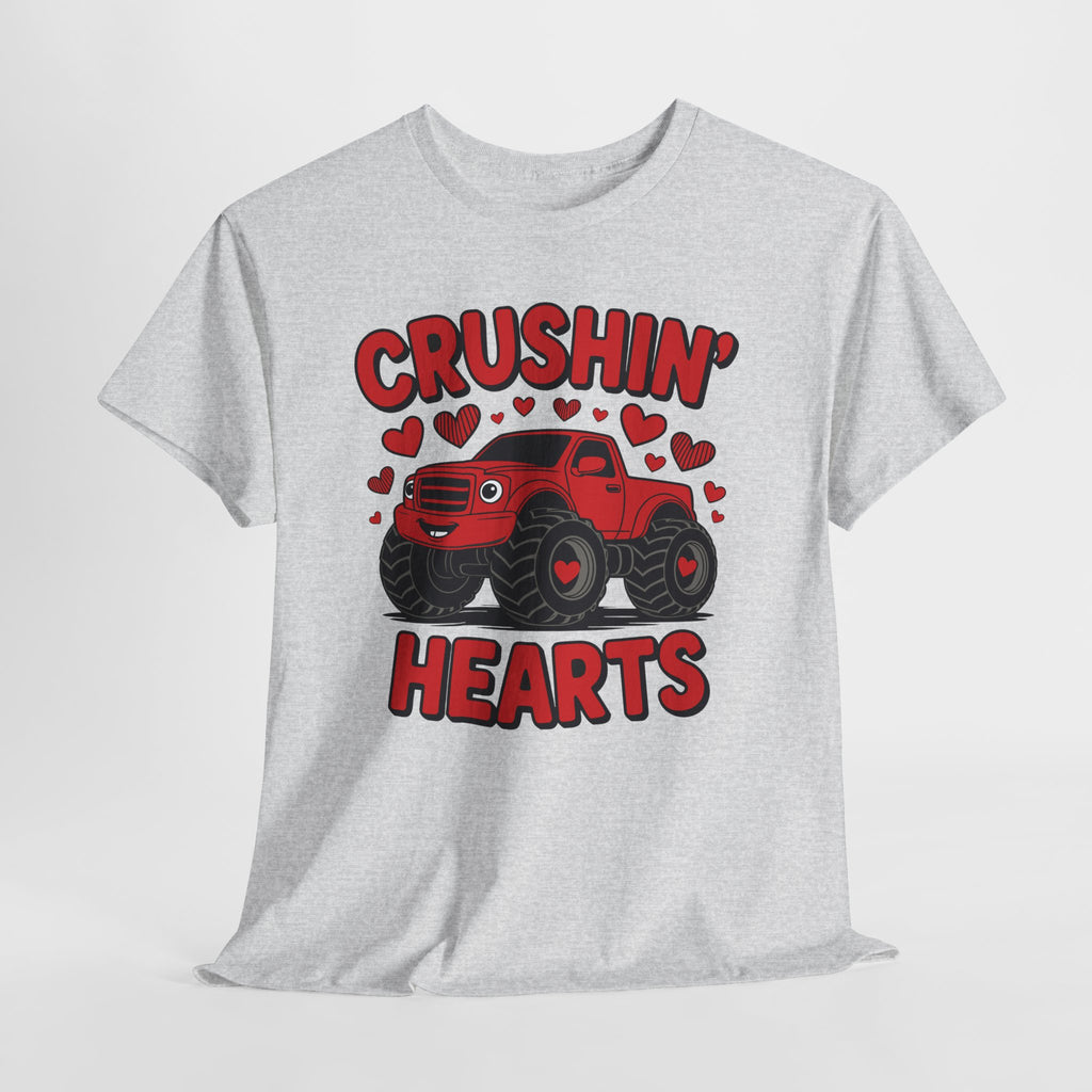 Crushin’ Hearts Valentine Monster Truck Unisex Cotton Tee
