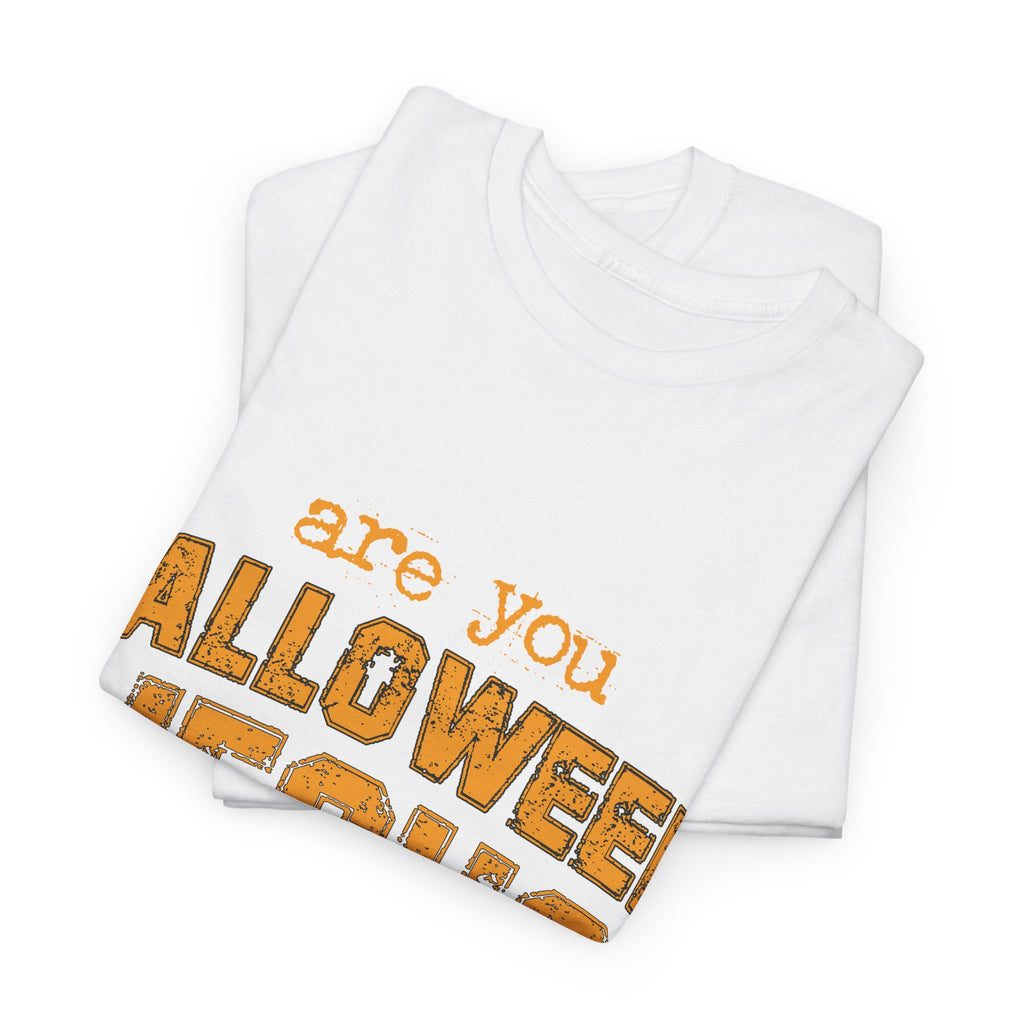 Christian Halloween T-Shirt — “Are You Falloween Jesus? Matthew 4:19” Distressed Pumpkin Design. Unisex Cotton Tee