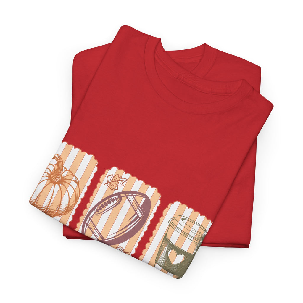 Tis the Season Pumpkin, Football & Coffee Fall Unisex Cotton T-Shirt