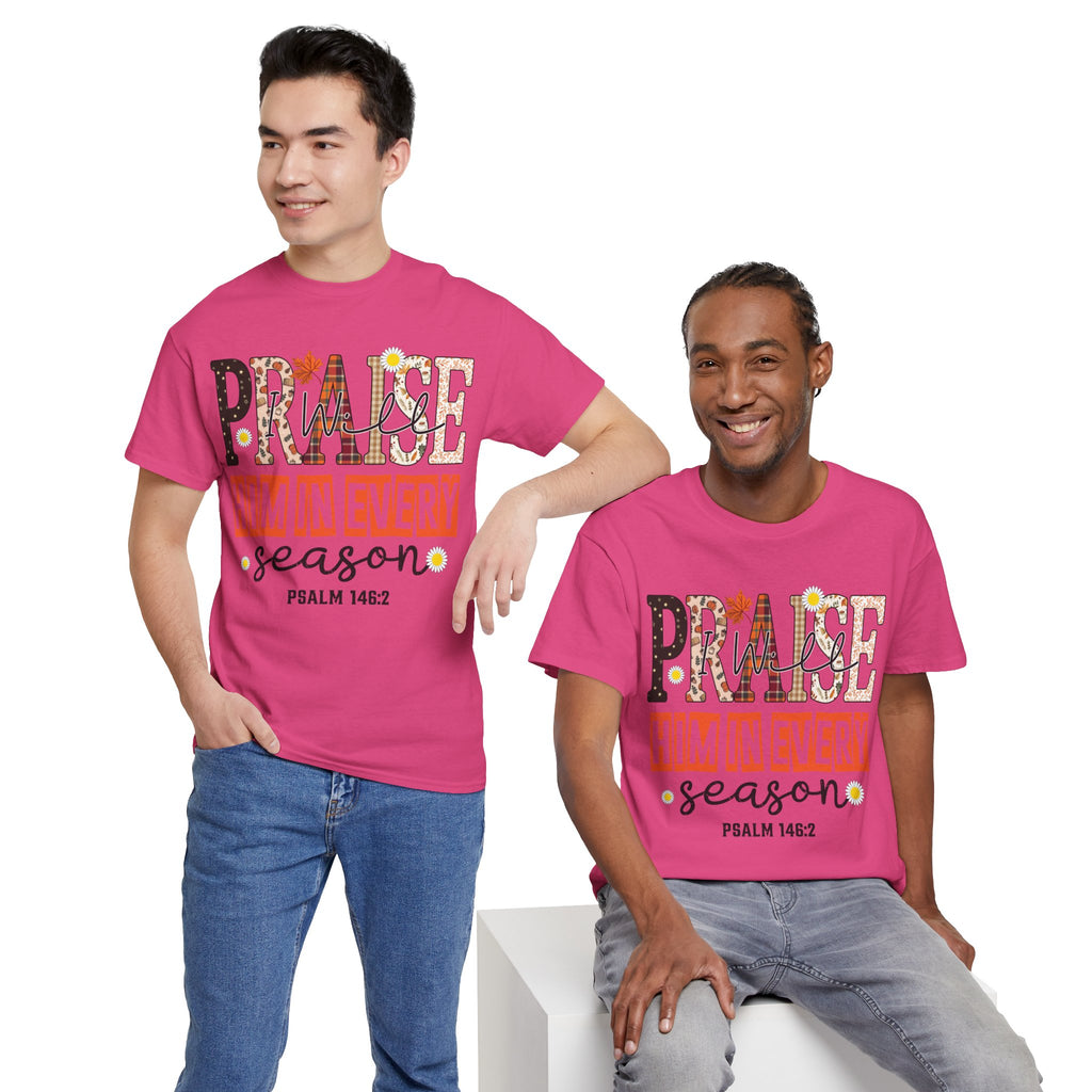 Praise Him In Every Tee — Fall Daisies & Leaf Floral Graphic Unisex Cotton T-Shirt