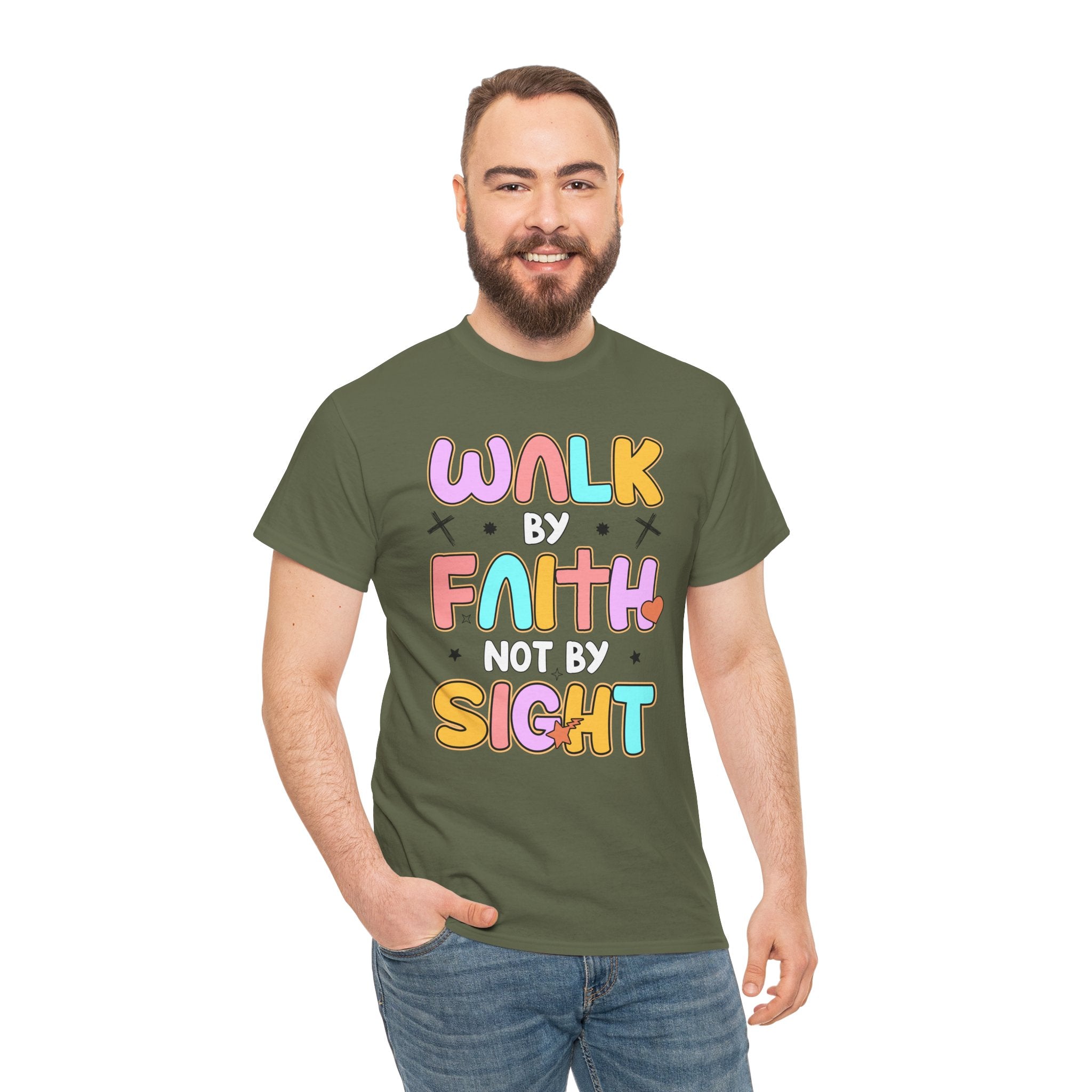 Walk by Faith Not by Sight T-Shirt — Pastel Christian Faith Unisex Cotton Tee