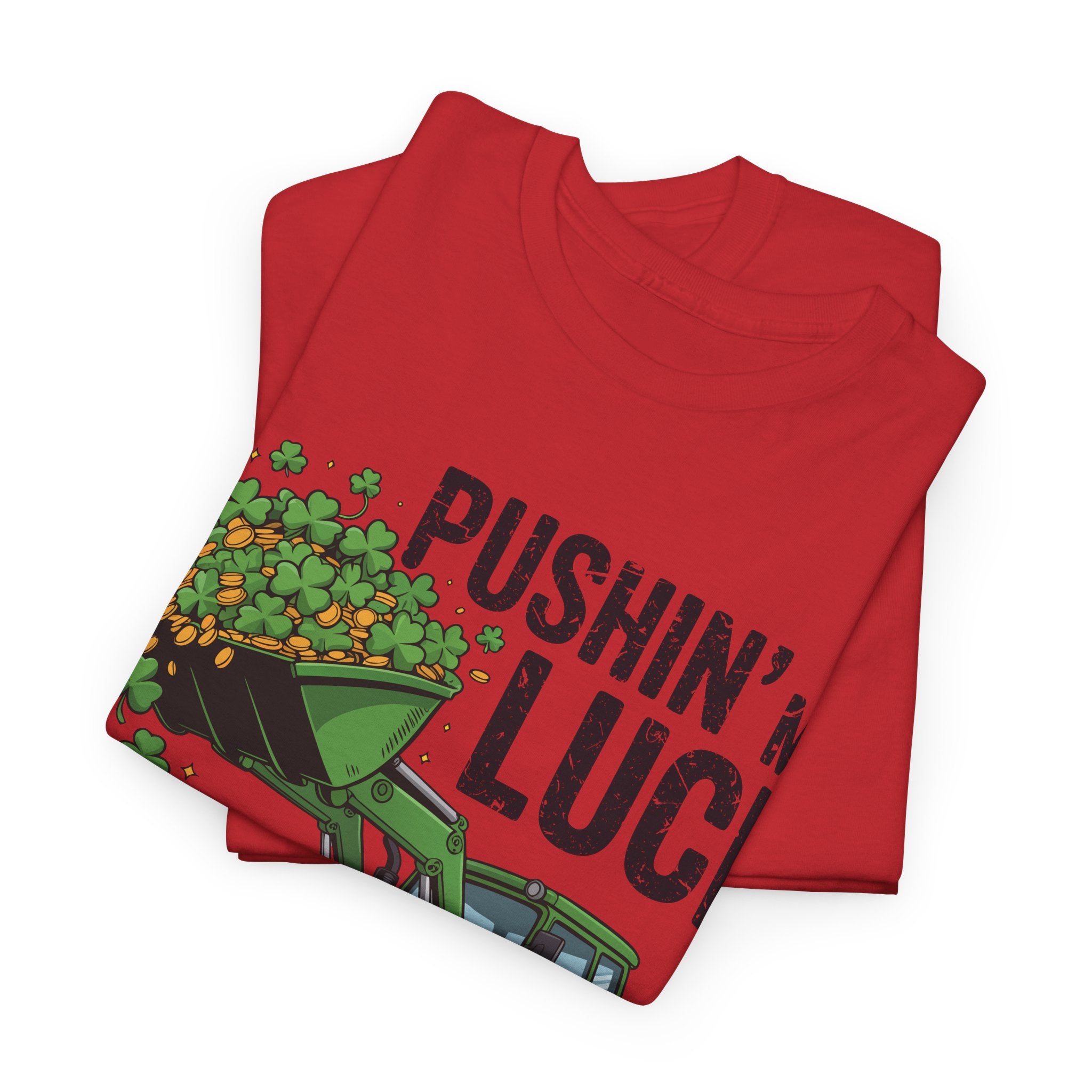 Pushin' My Luck Shamrock Tractor Tee — St. Patrick's Day Unisex Cotton T-Shirt