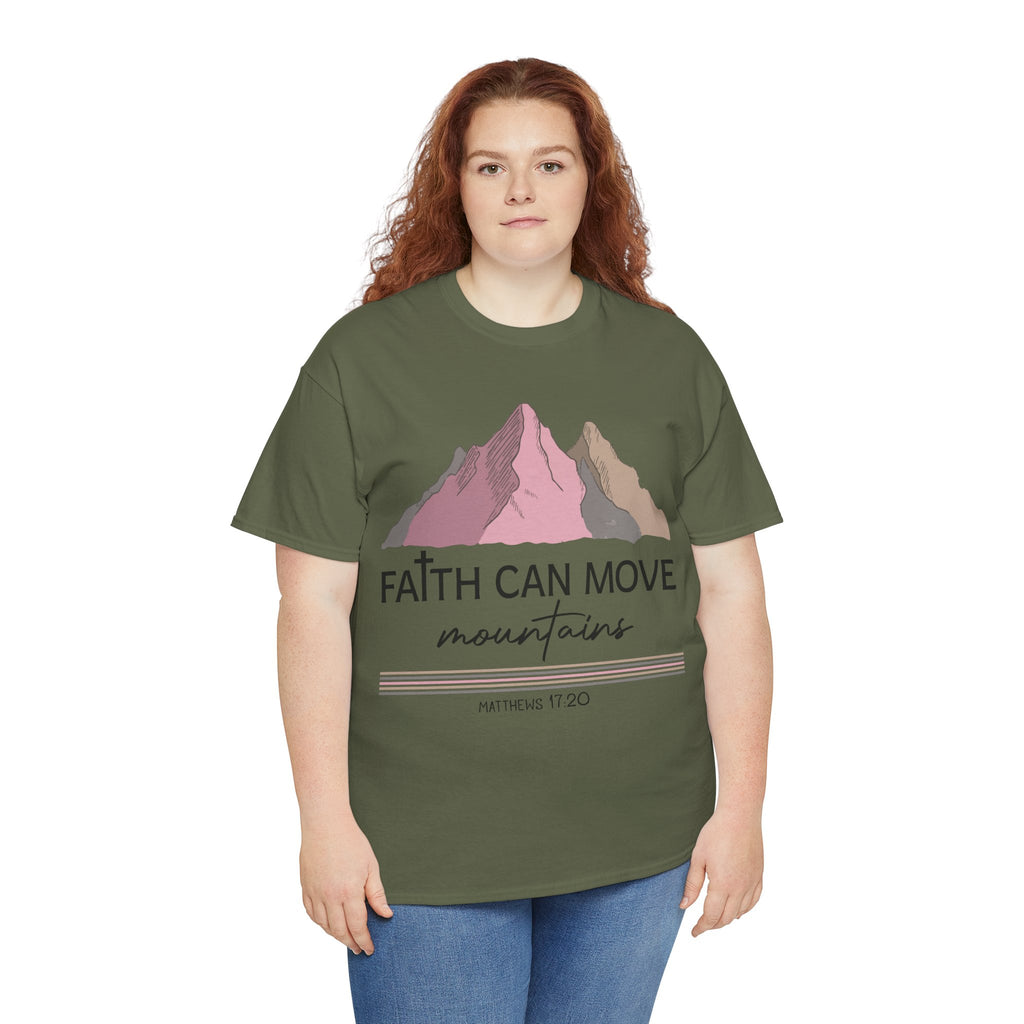 Faith Can Move Mountains Mountain Tee — Pastel Inspirational Christian Unisex Cotton T-Shirt