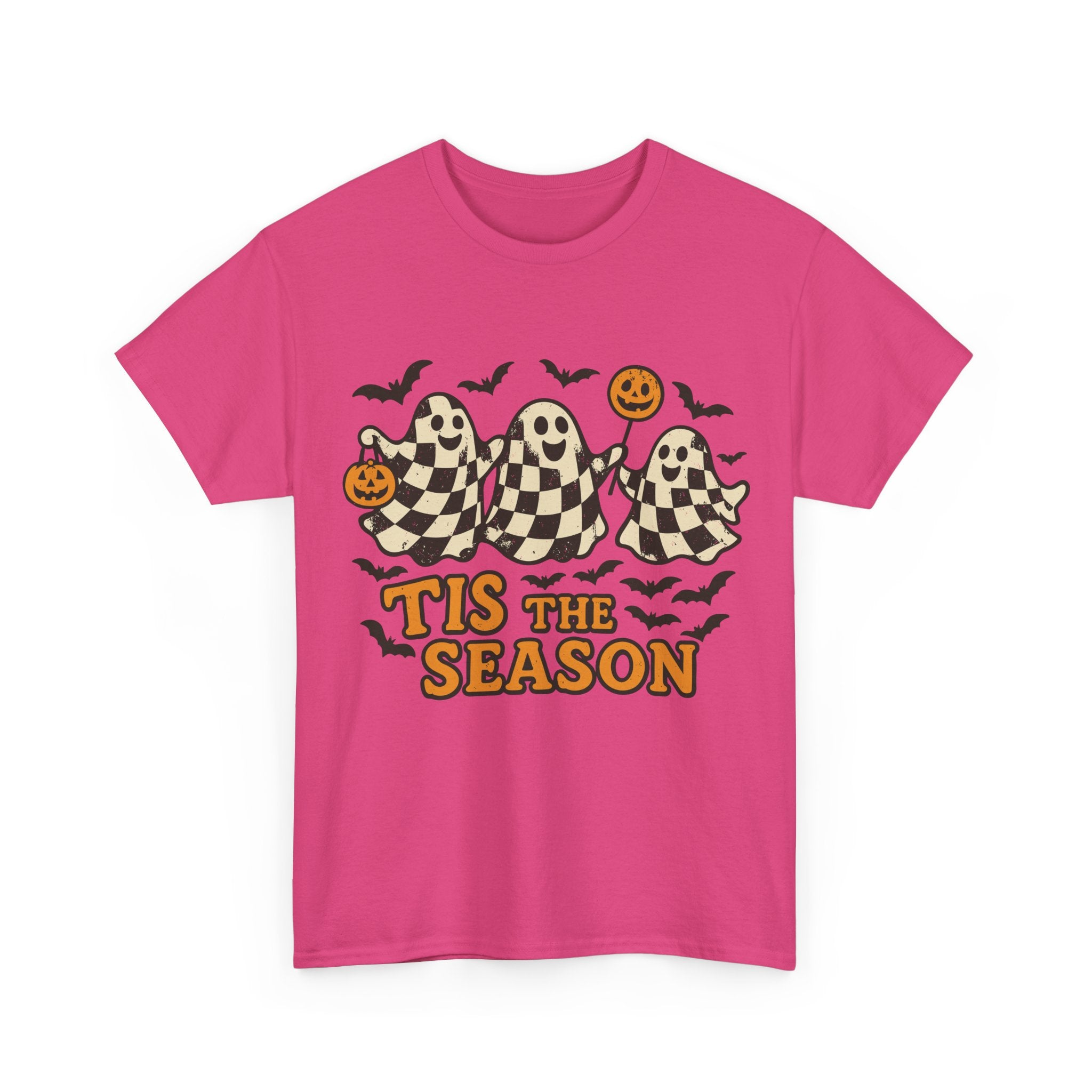 Halloween Ghosts Checker Pattern Unisex Cotton Tee