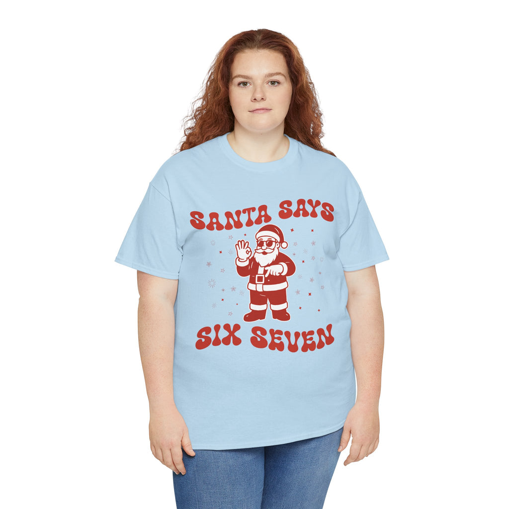 Retro 'Santa Says Six Seven' Christmas Unisex Cotton Tee