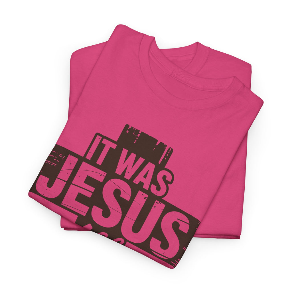 It Was Jesus All Along T-Shirt — Rustic Brown Cross Christian Unisex Cotton Tee