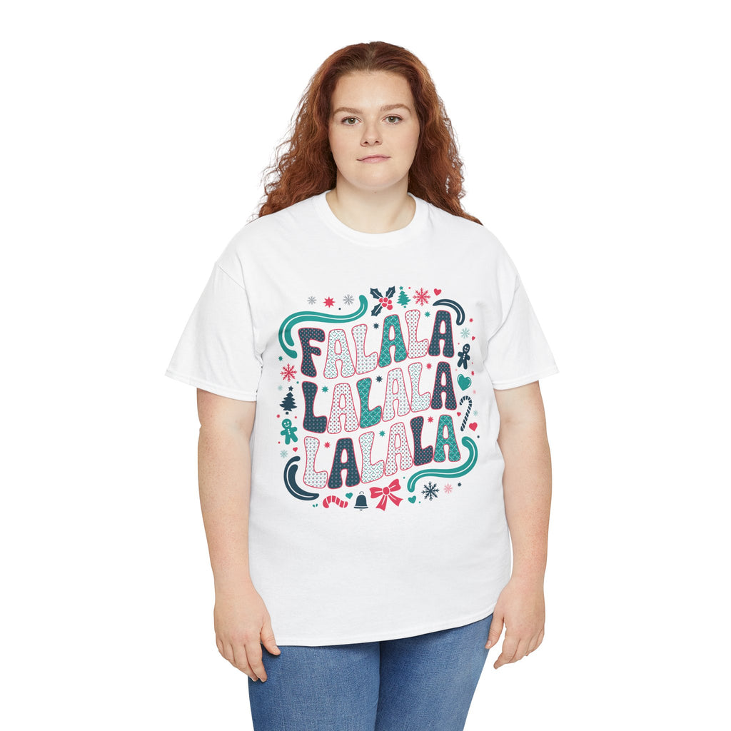 Fa La La La La Christmas T-Shirt — Festive Candy Cane & Gingerbread Holiday Unisex Cotton Tee