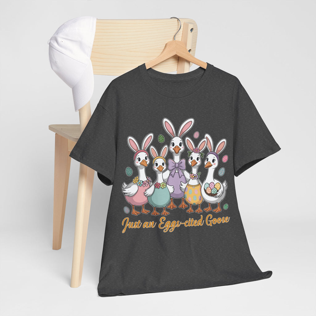 Just an Eggs-cited Goose Easter Tee — Funny Geese in Bunny Ears Unisex Cotton Tee