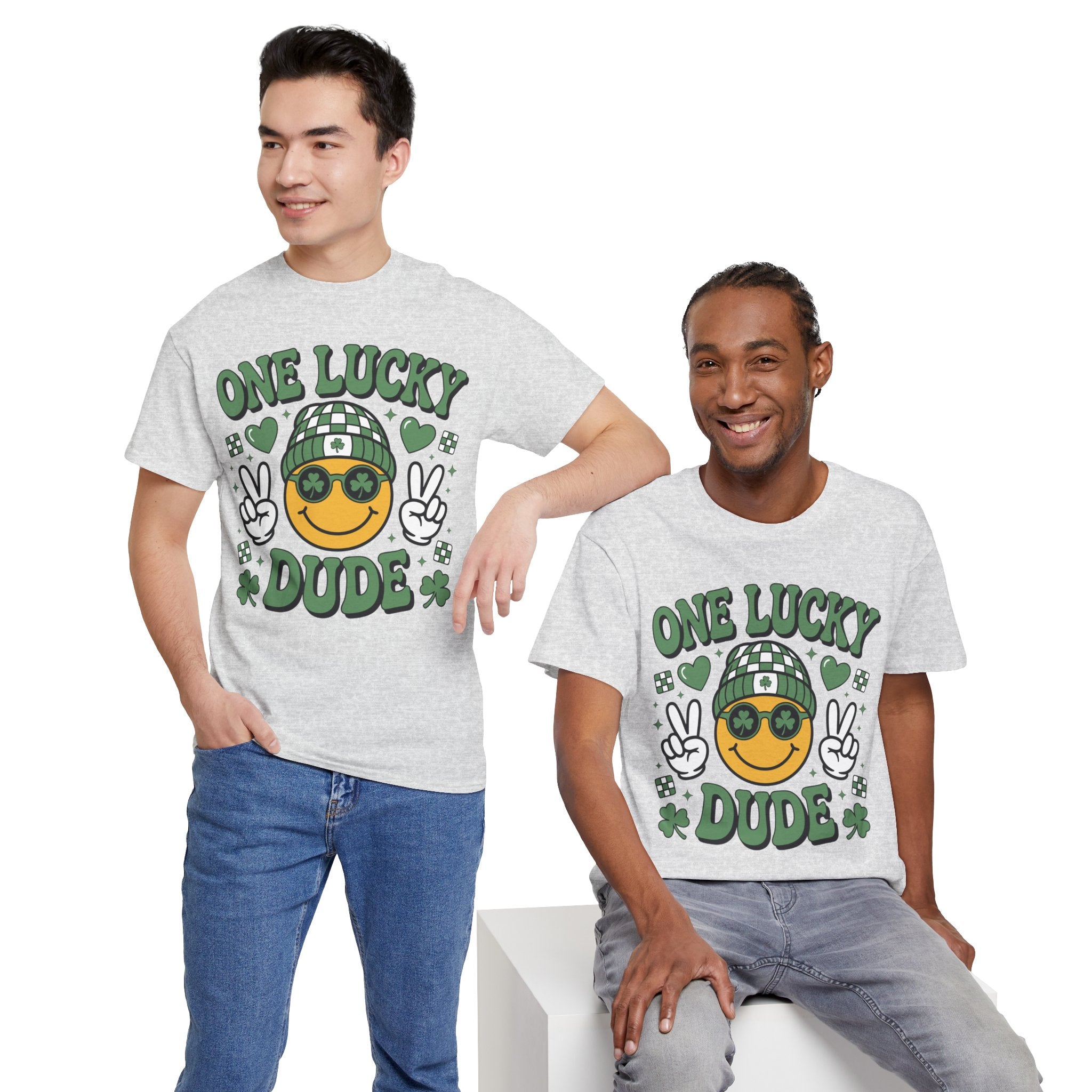 One Lucky Dude Shamrock Tee — St. Patrick's Day Smiley Unisex Cotton Tshirt