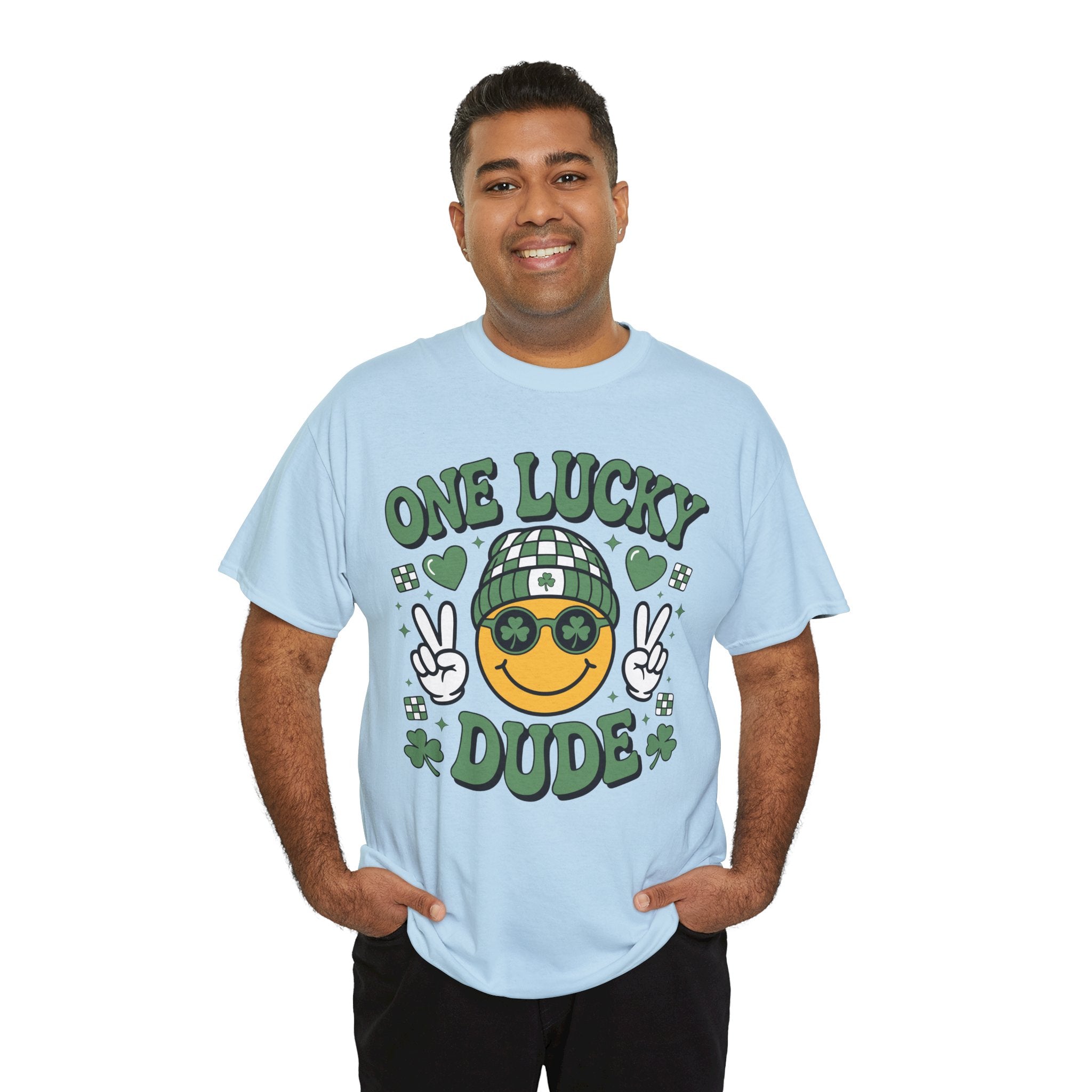 One Lucky Dude Shamrock Tee — St. Patrick's Day Smiley Unisex Cotton Tshirt