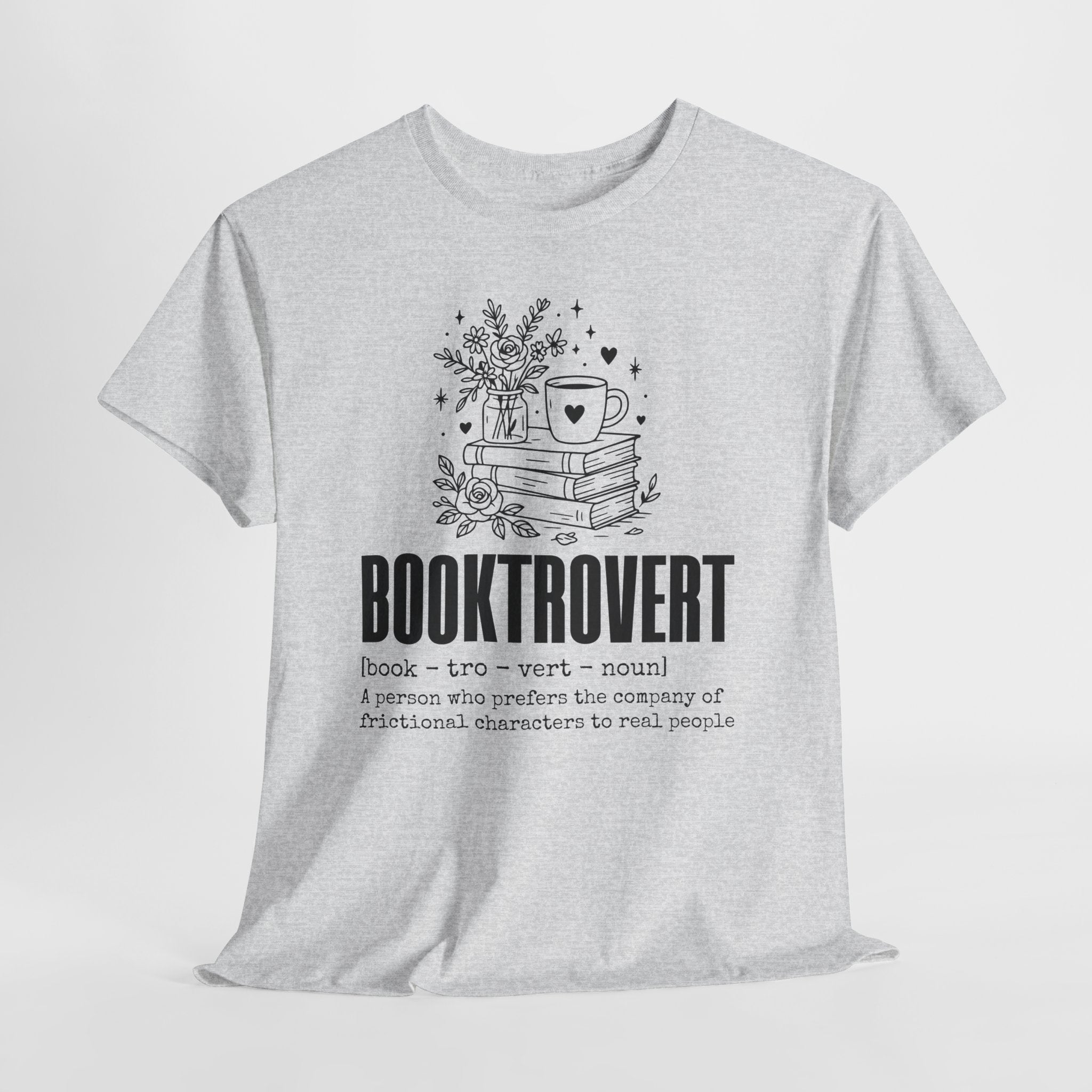 Booktrovert Graphic Tee — "Booktrovert" Definition, Books & Coffee Design Unisex Cotton Tee